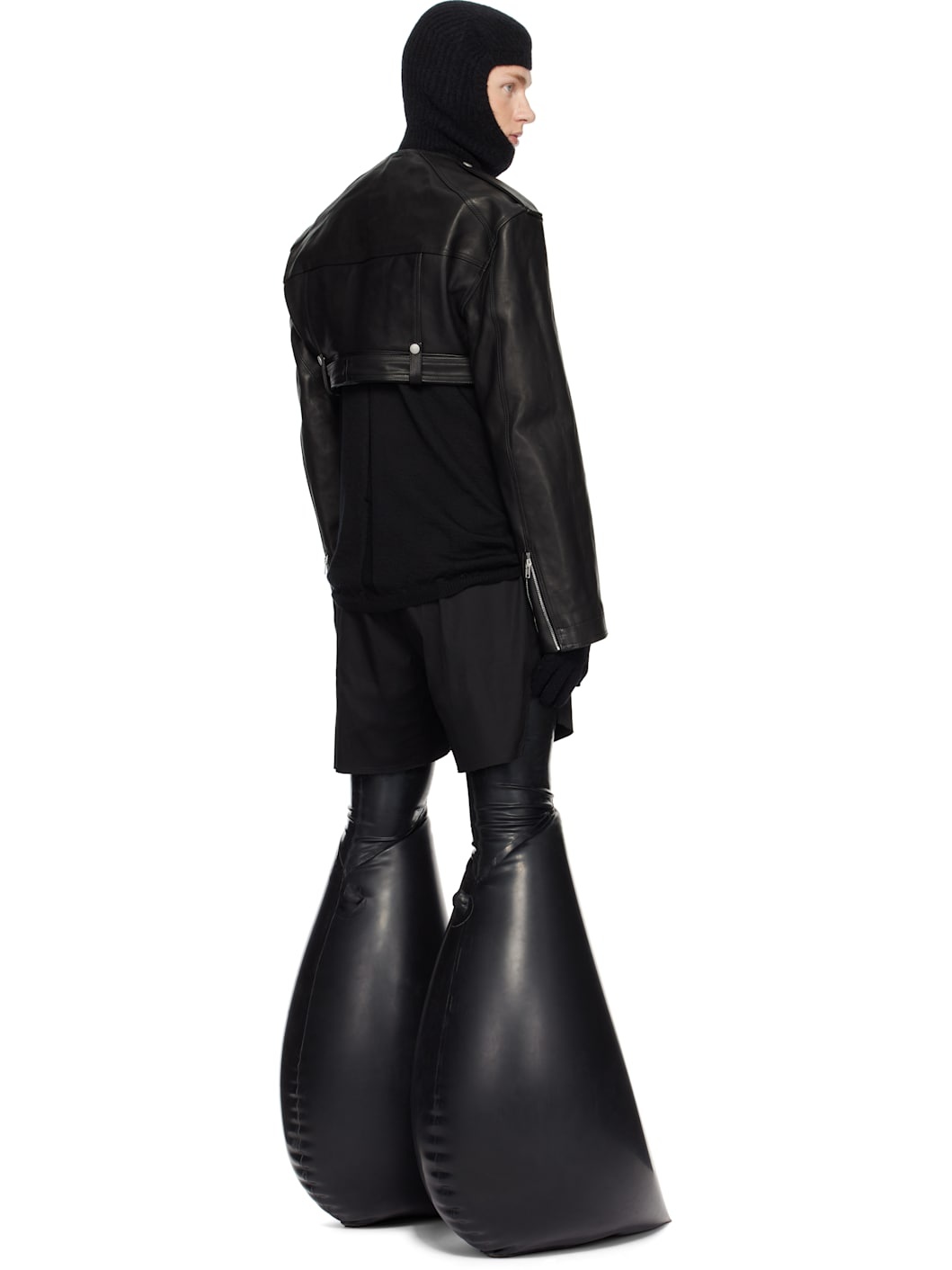 Black Porterville Micro Leather Biker Jacket - 3