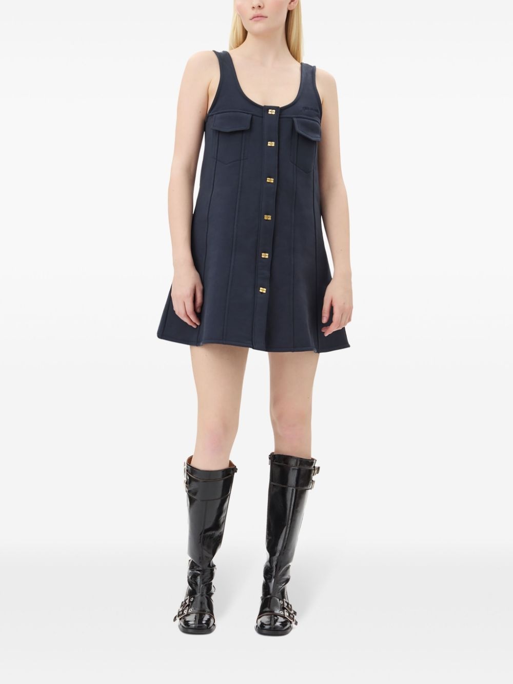 button-fastening mini dress - 2