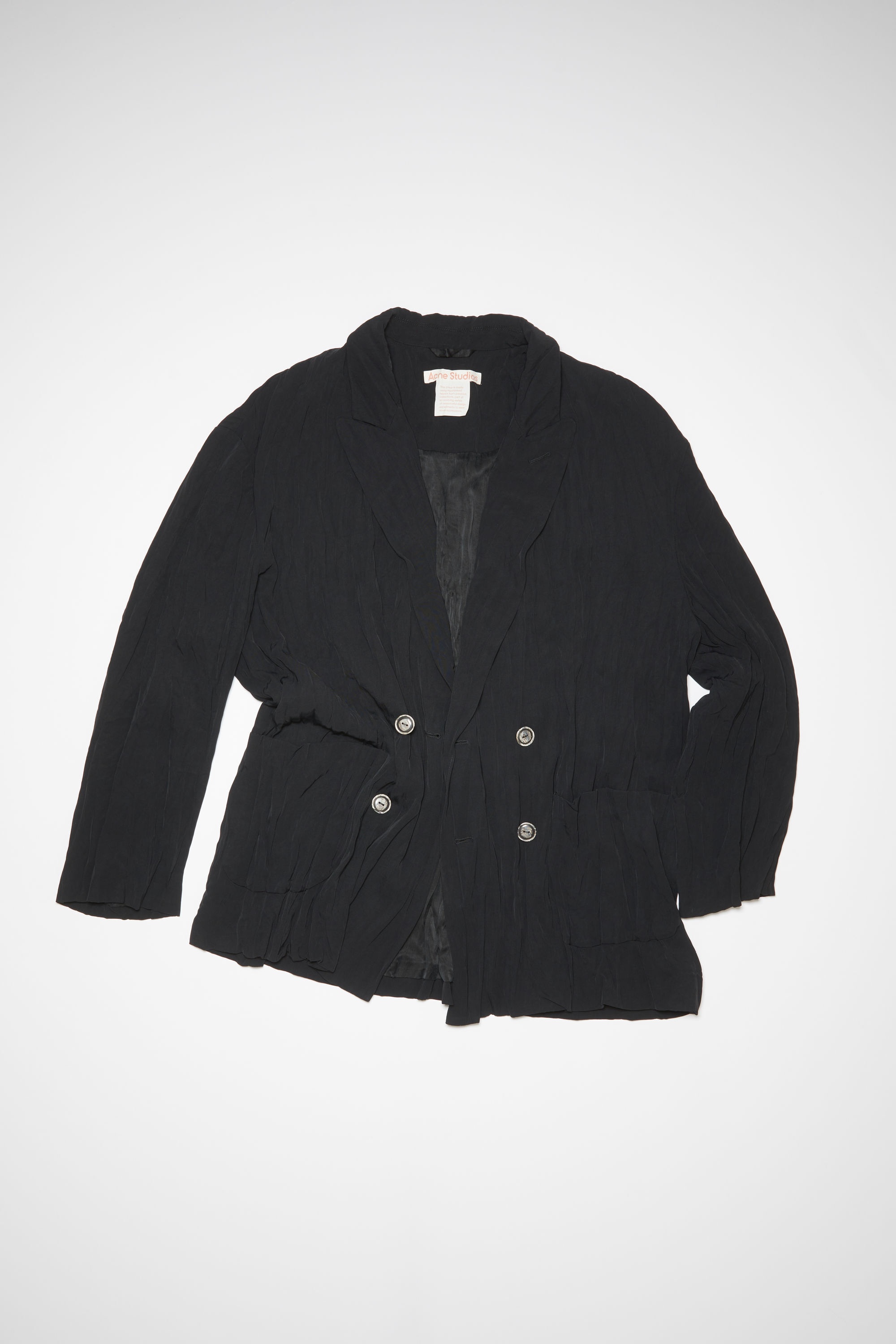 Satin double-breasted jacket - Black - 2