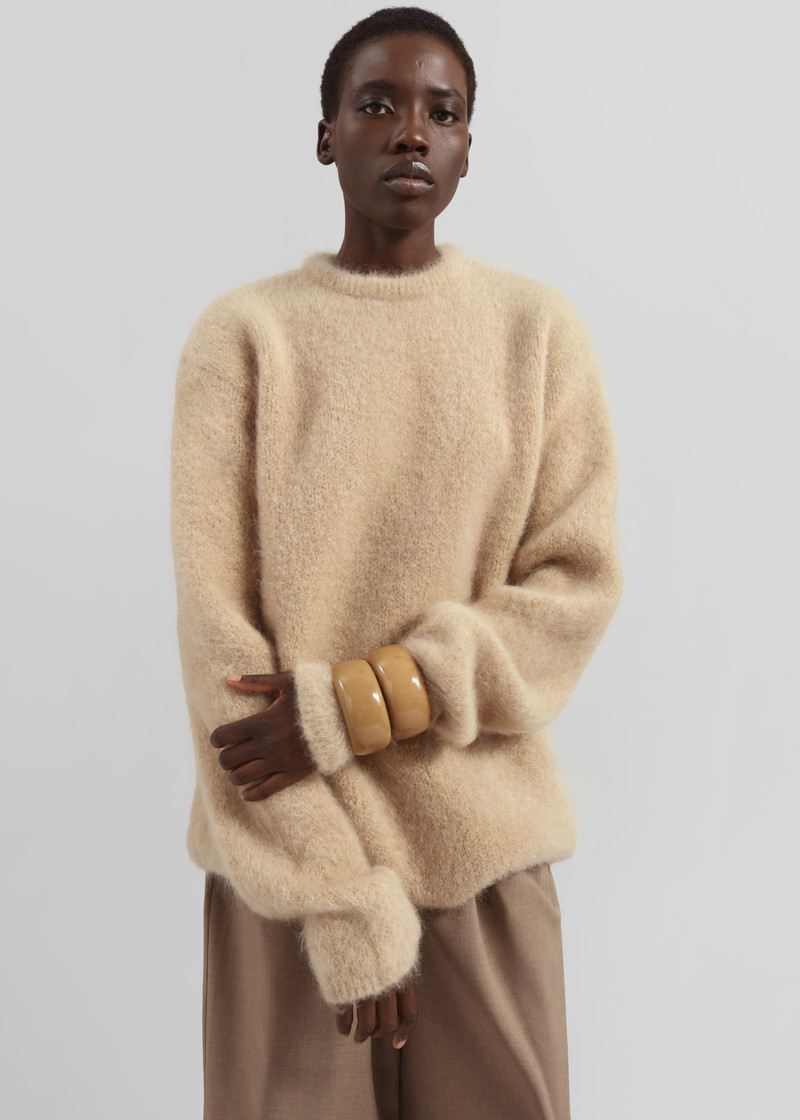 Ellery Mohair Crewneck Sweater - Beige 3