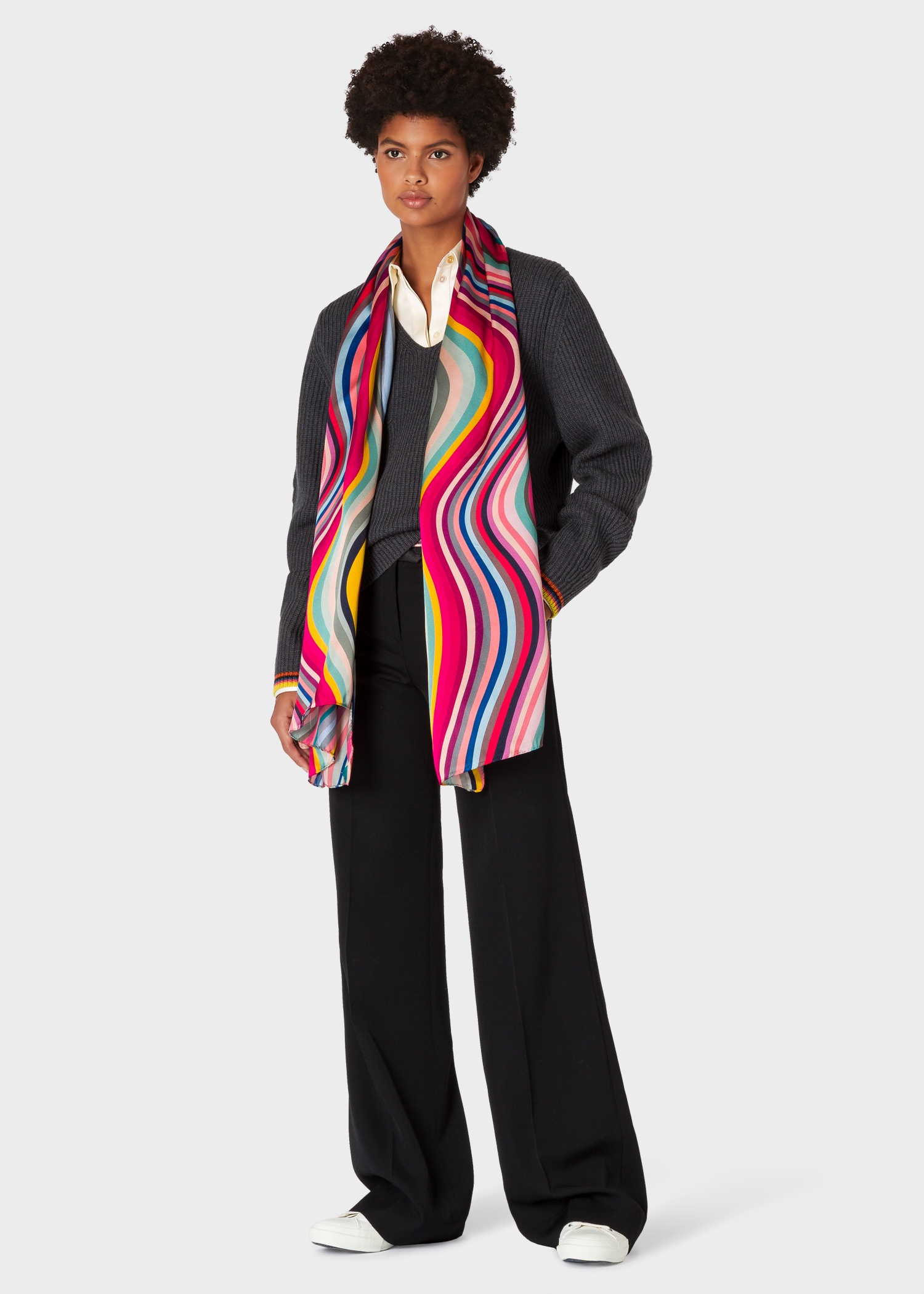 Long 'Swirl' Silk Scarf - 5