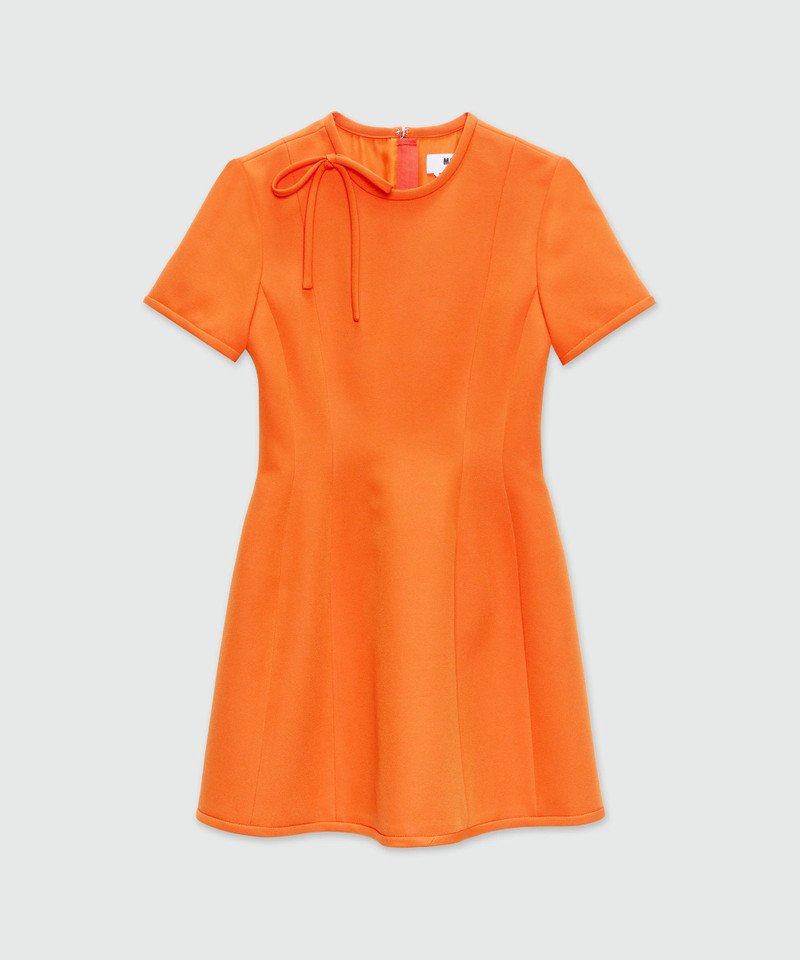 Orange cady minidress with bow detail 1
