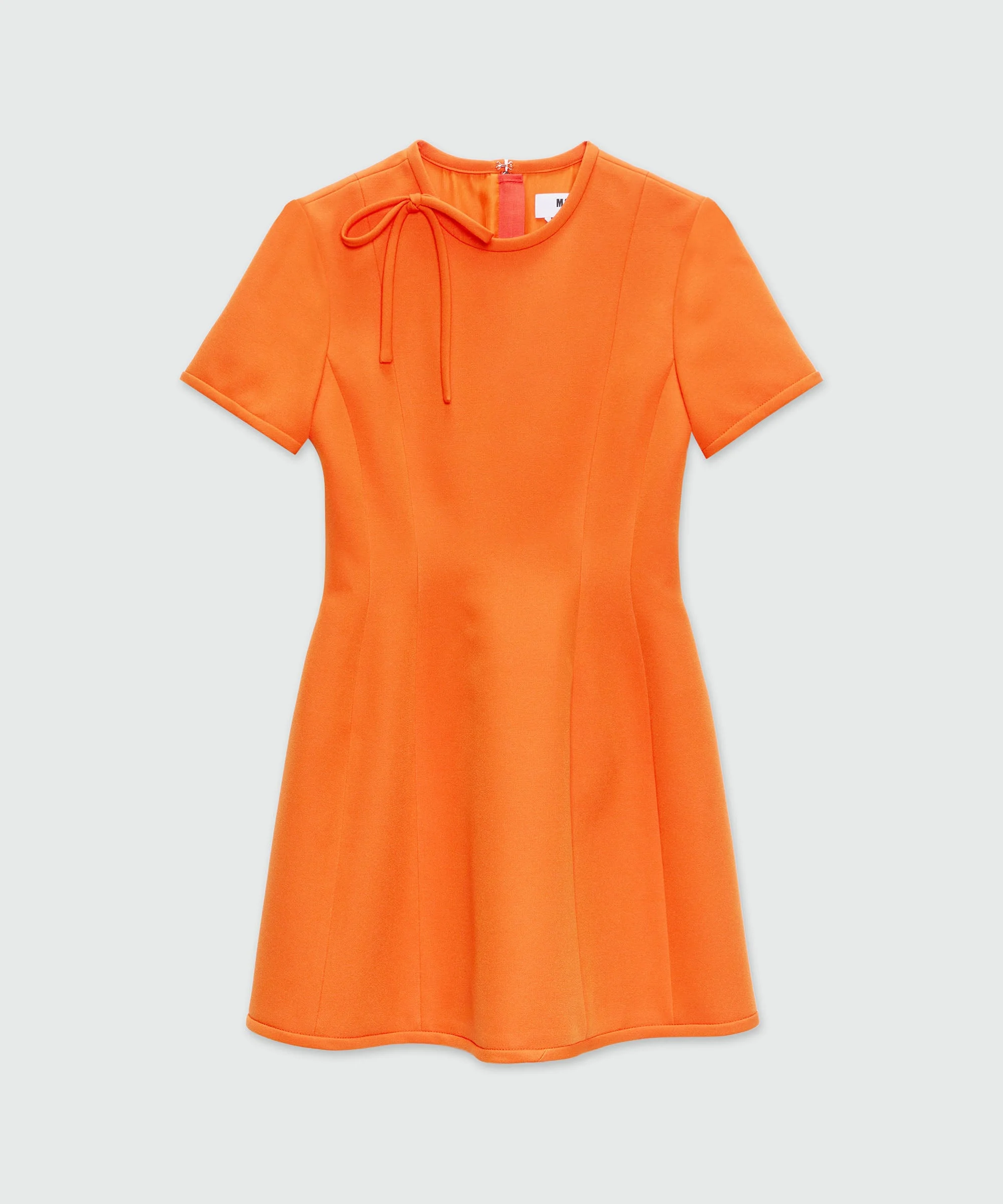 Orange cady minidress with bow detail - 1