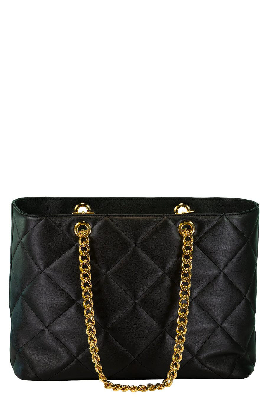 Quilted Tote With Chain Straps - 3