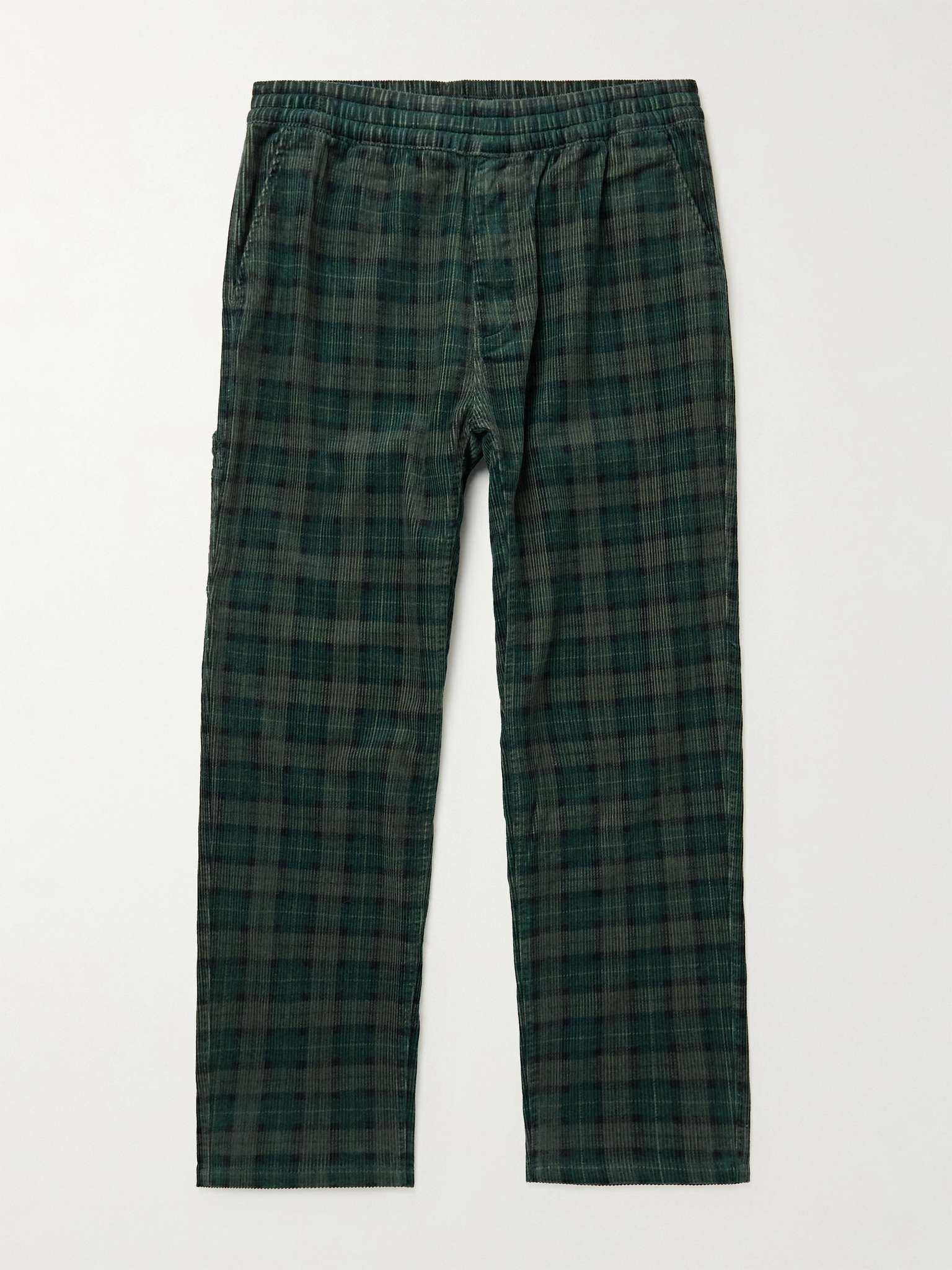 Flint Tapered Checked Cotton-Corduroy Trousers - 1