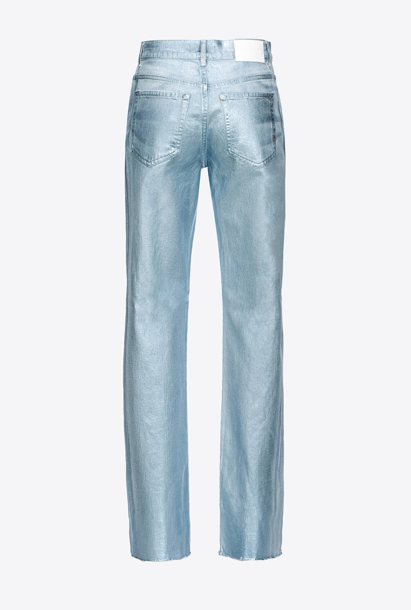STRAIGHT-LEG SHINY DENIM JEANS 6