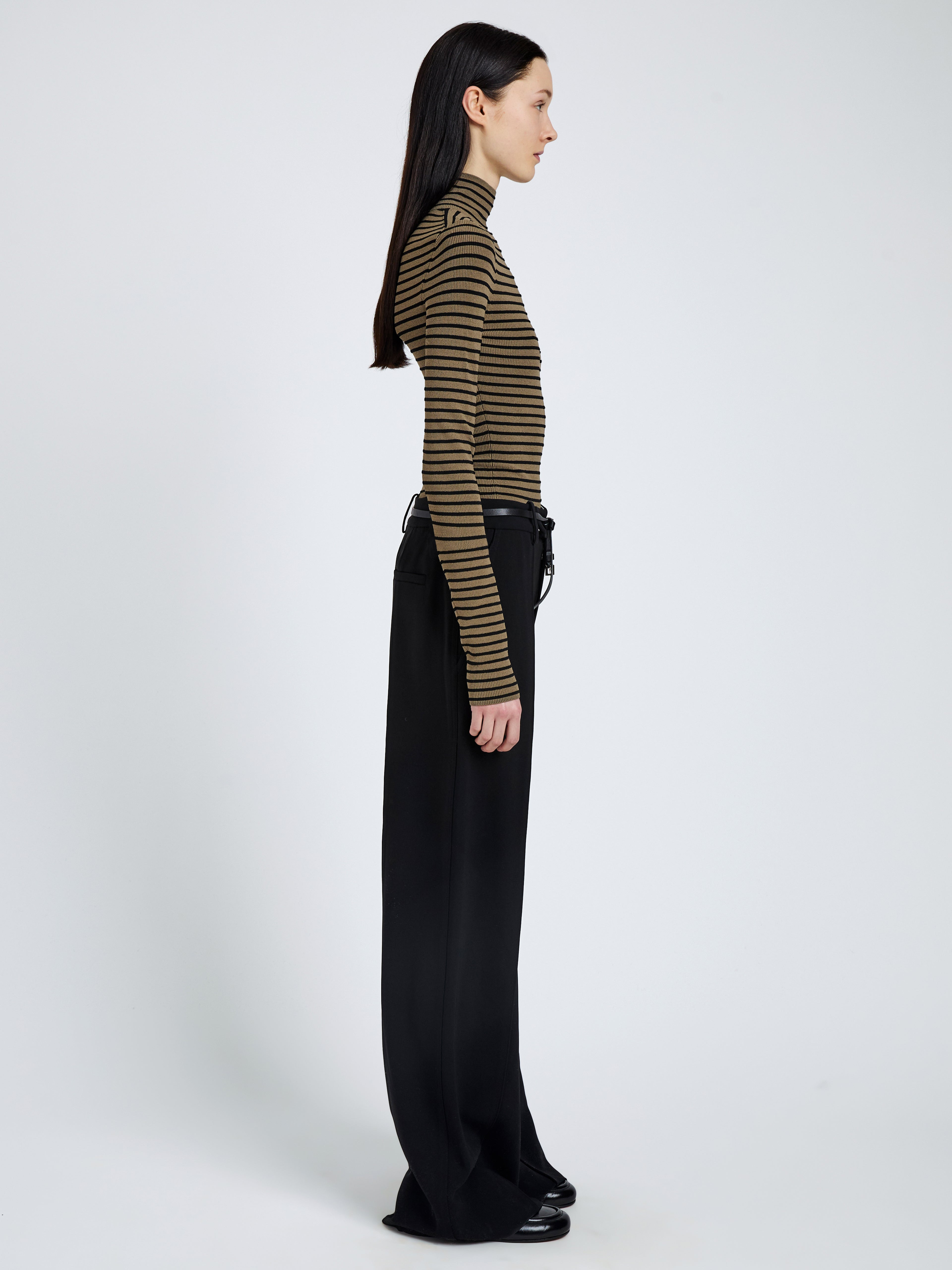 Didi Top in Matte Viscose Velvet Stripe - 4