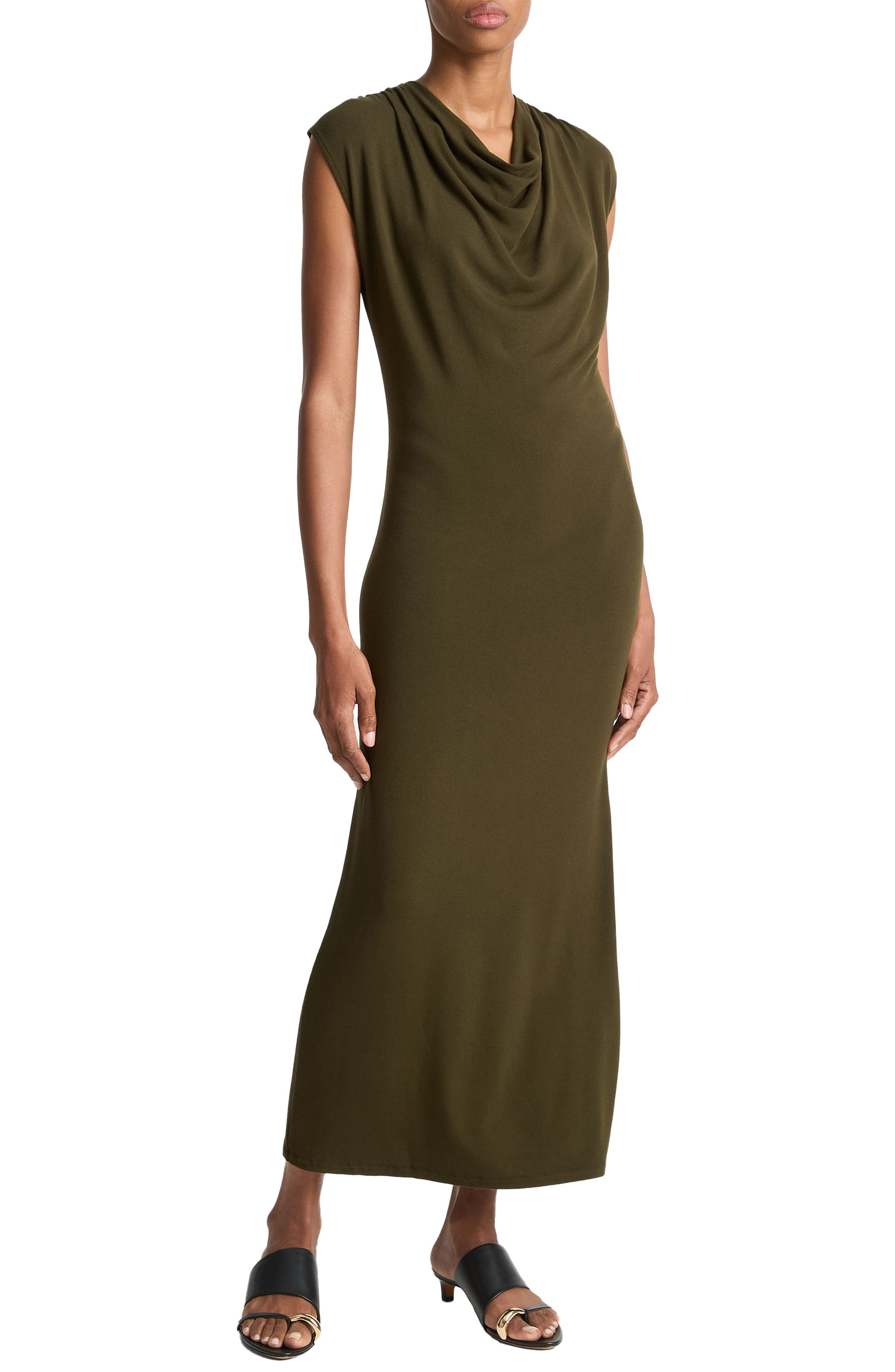 Vince Cowl Neck Cap Sleeve Maxi Dress in Verde at Nordstrom - 1