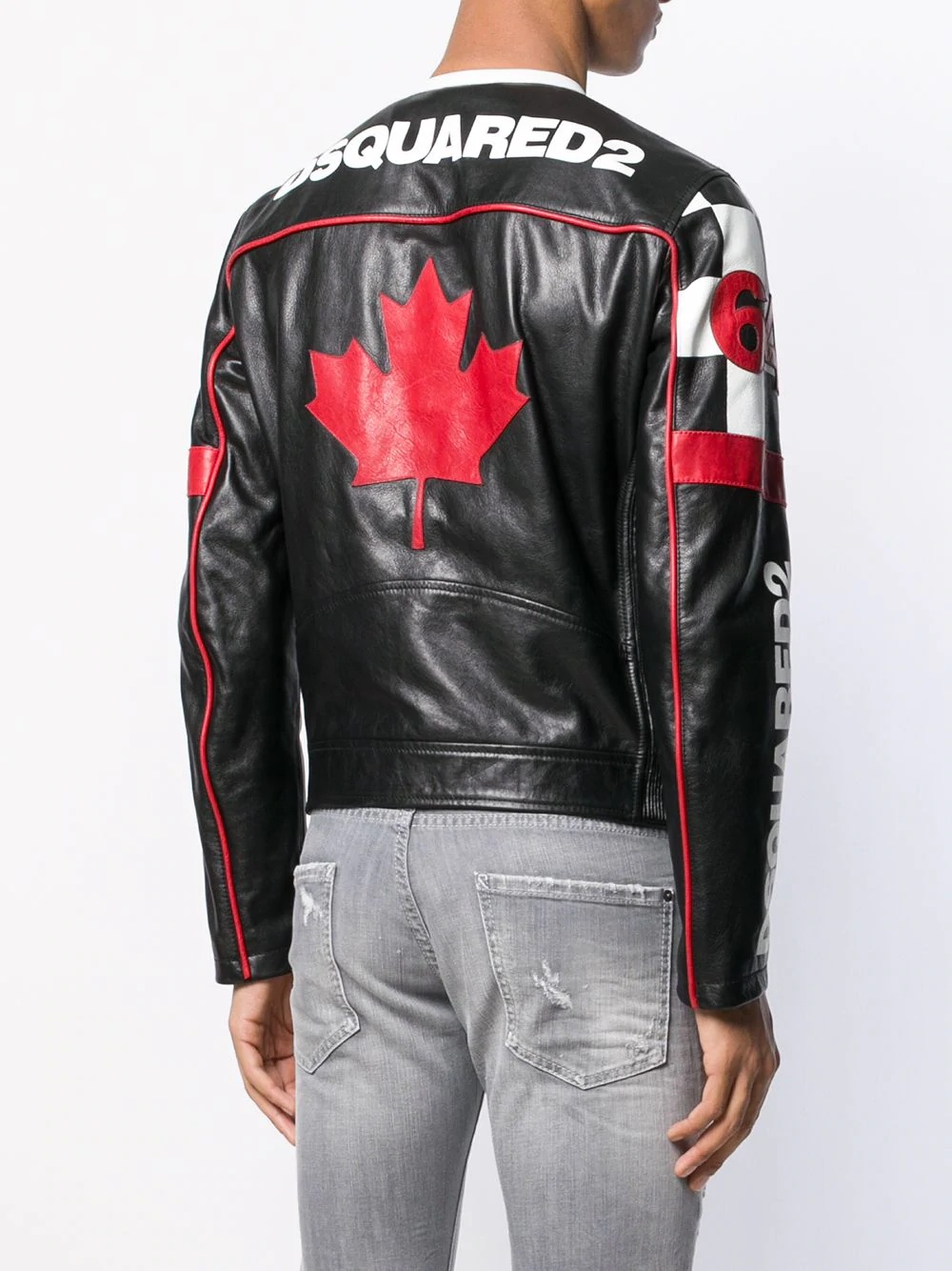 Racing logo print biker jacket - 4