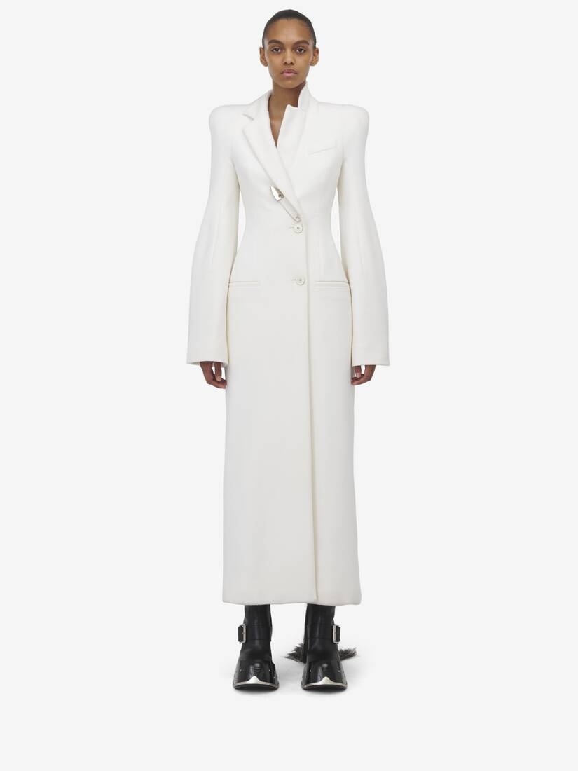 Moulded Shoulder Double-breasted Coat - 2