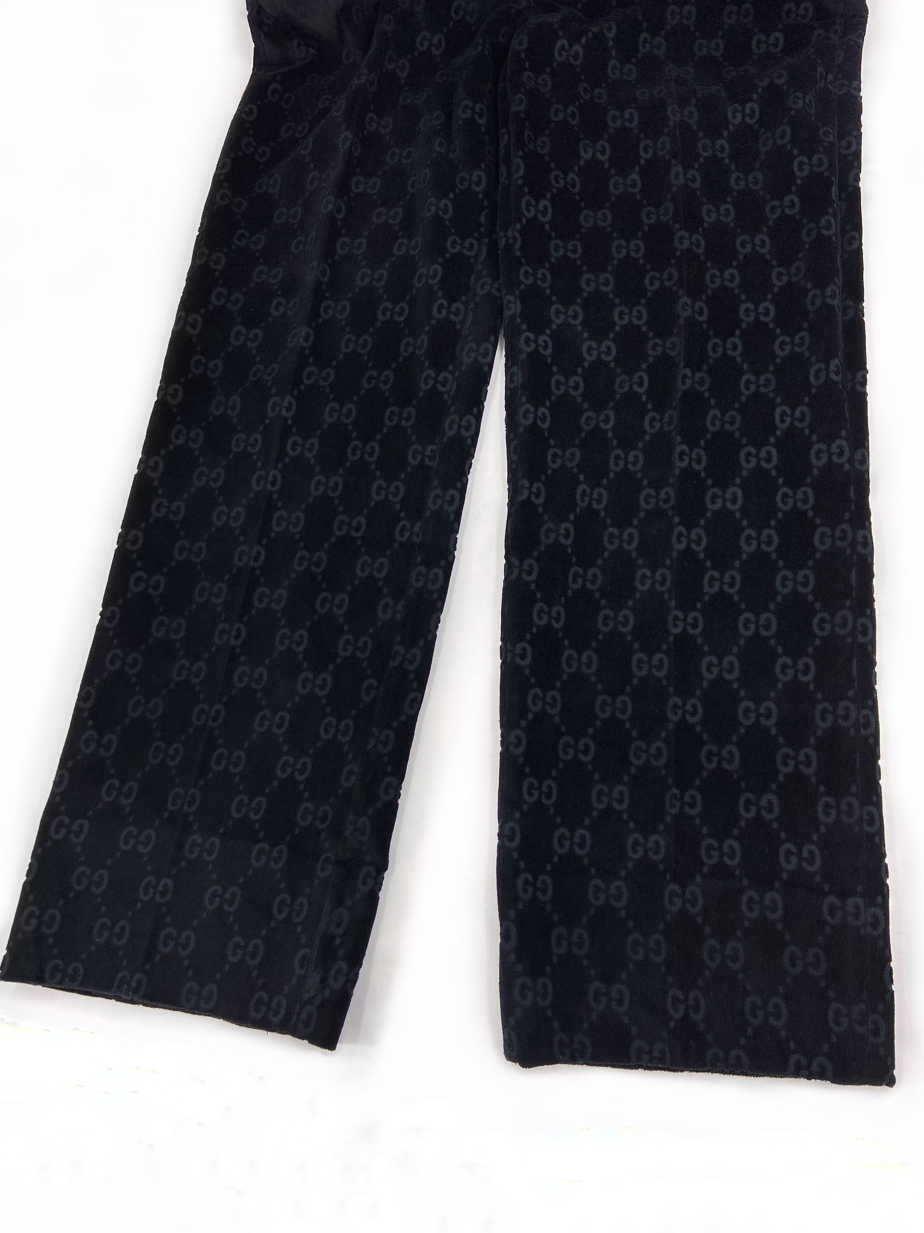 Gucci Fall 1997 Tom Ford Men’s Navy Monogram Velvet Trousers Pants 44 - 14