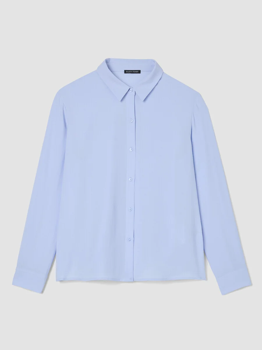 Silk Georgette Crepe Classic Collar Shirt - 1