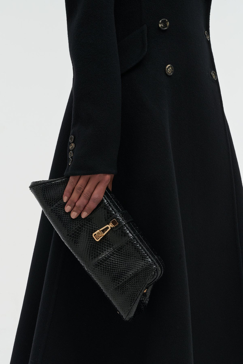 GABRIELA HEARST Paola Clutch in Black Snakeskin outlook