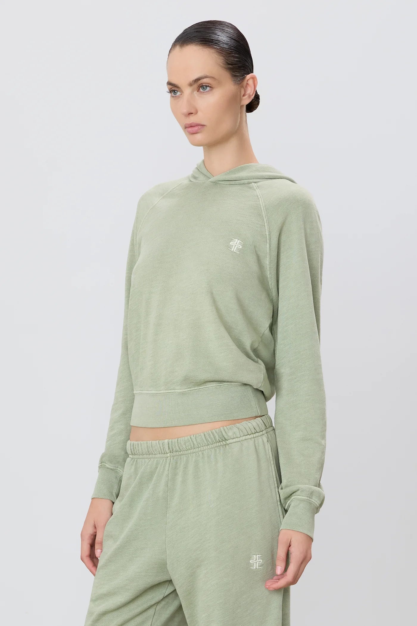 Shrunken Hoodie Sweatshirt Sage - 3