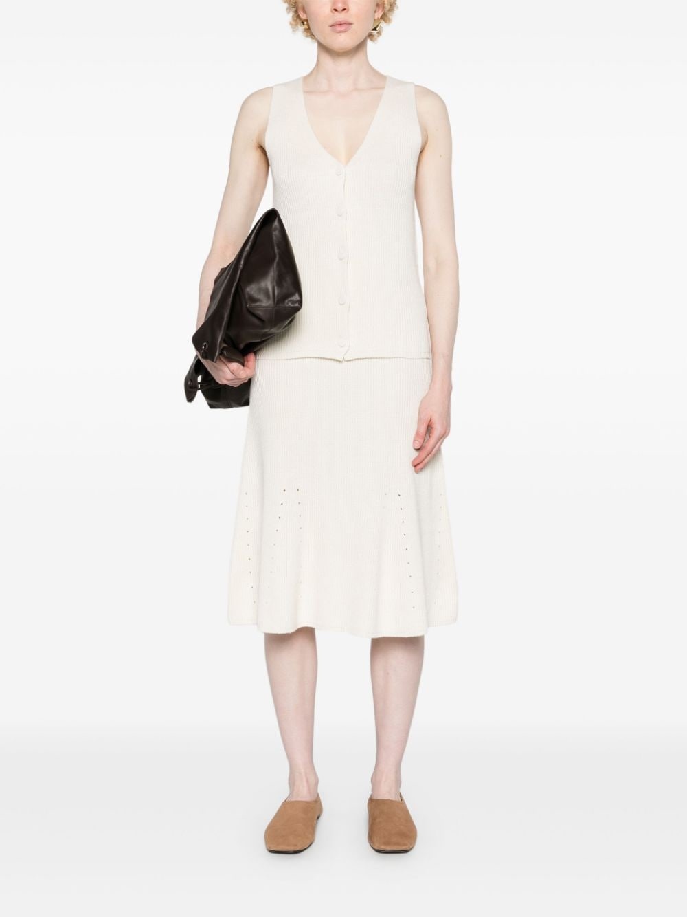 ribbed linen-blend vest - 2