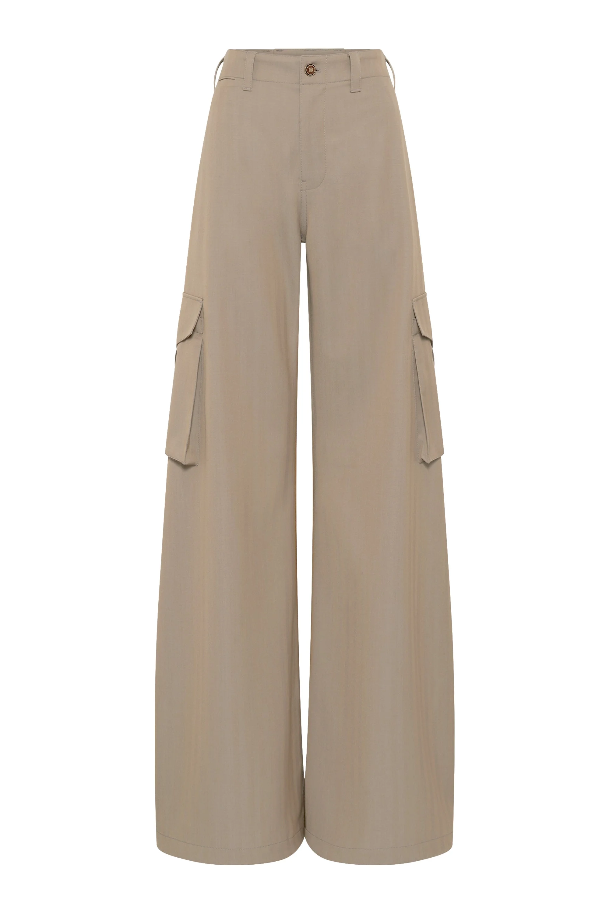 Eos Barrel-leg Cargo Pant in Camel Cross-dyed Wool - 1