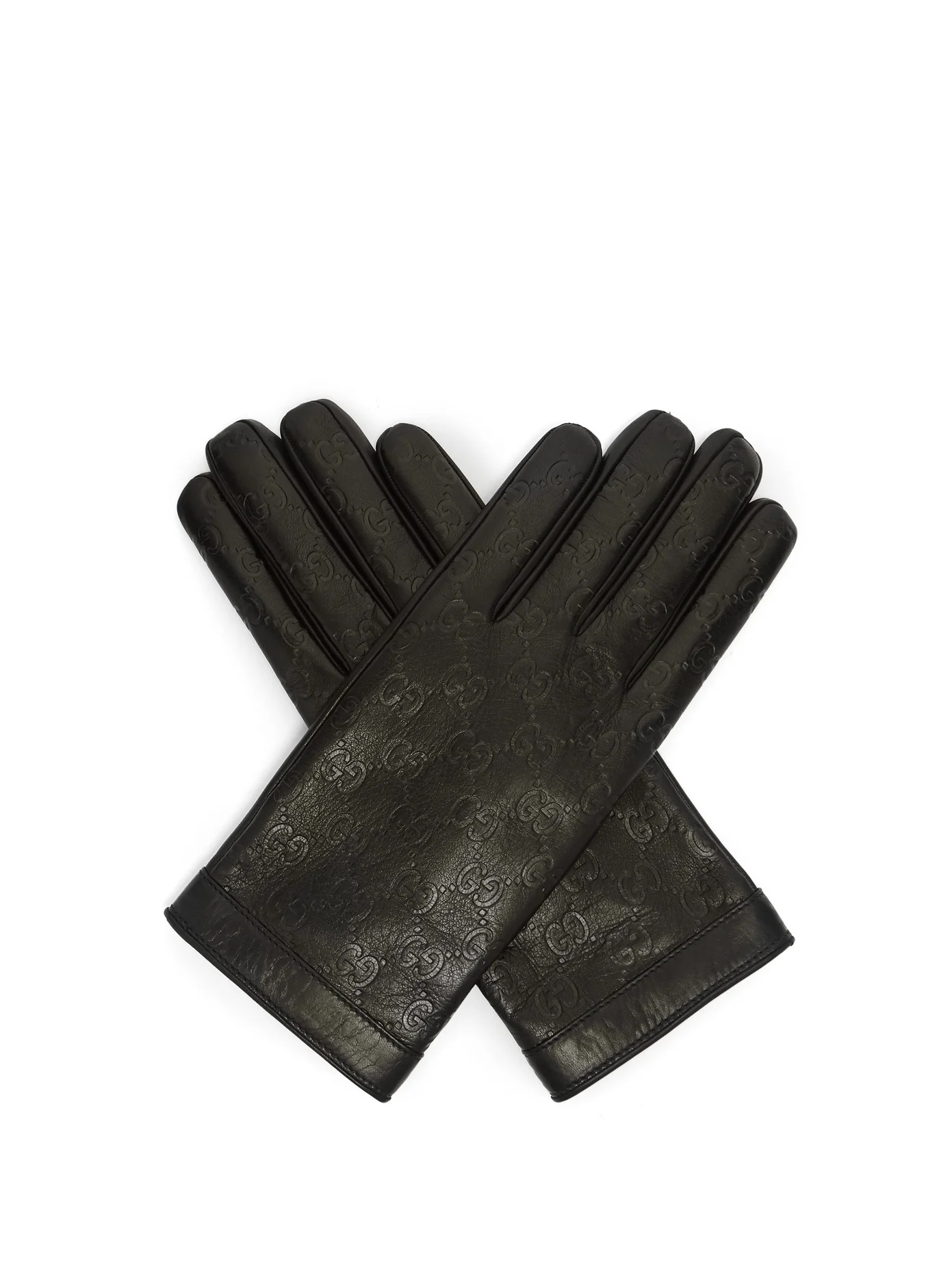 Logo-debossed leather gloves - 1