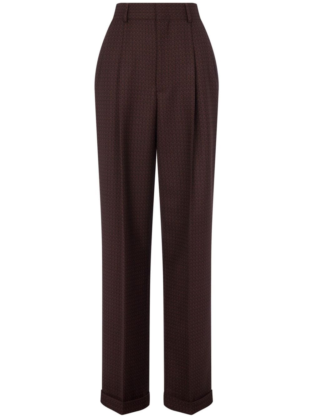 geometric-print high-rise trousers - 1