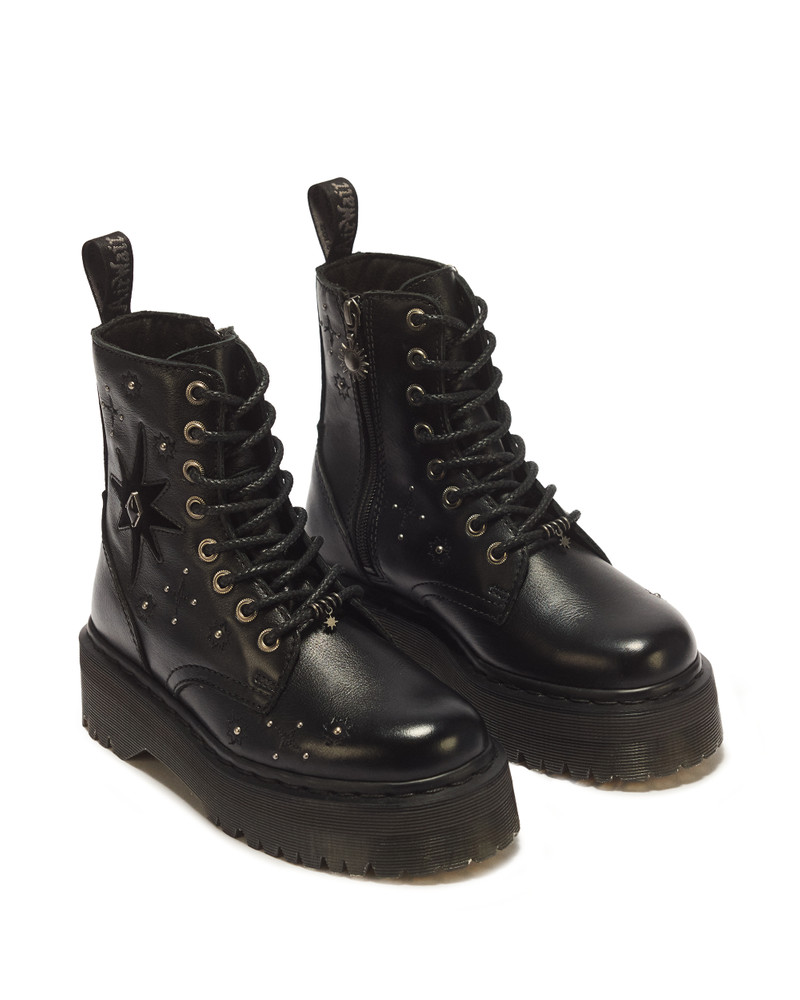 Jadon Whimsy Goth 8 Eye Leather & Velvet Lace Up Platform Boots 5