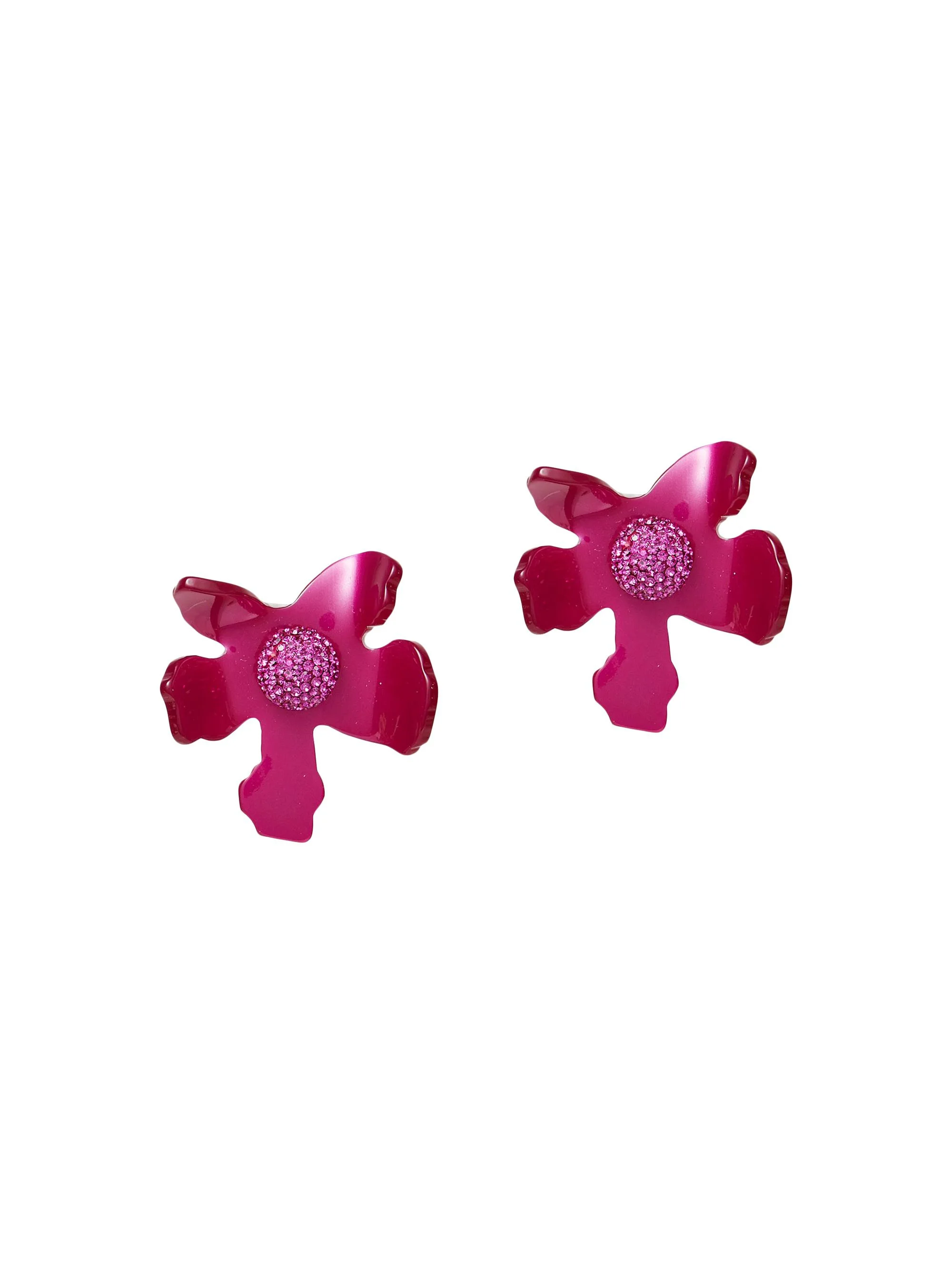 Women's Lily 14K Gold-Plated, Acetate & Crystal Button Earrings - Raspberry - 1