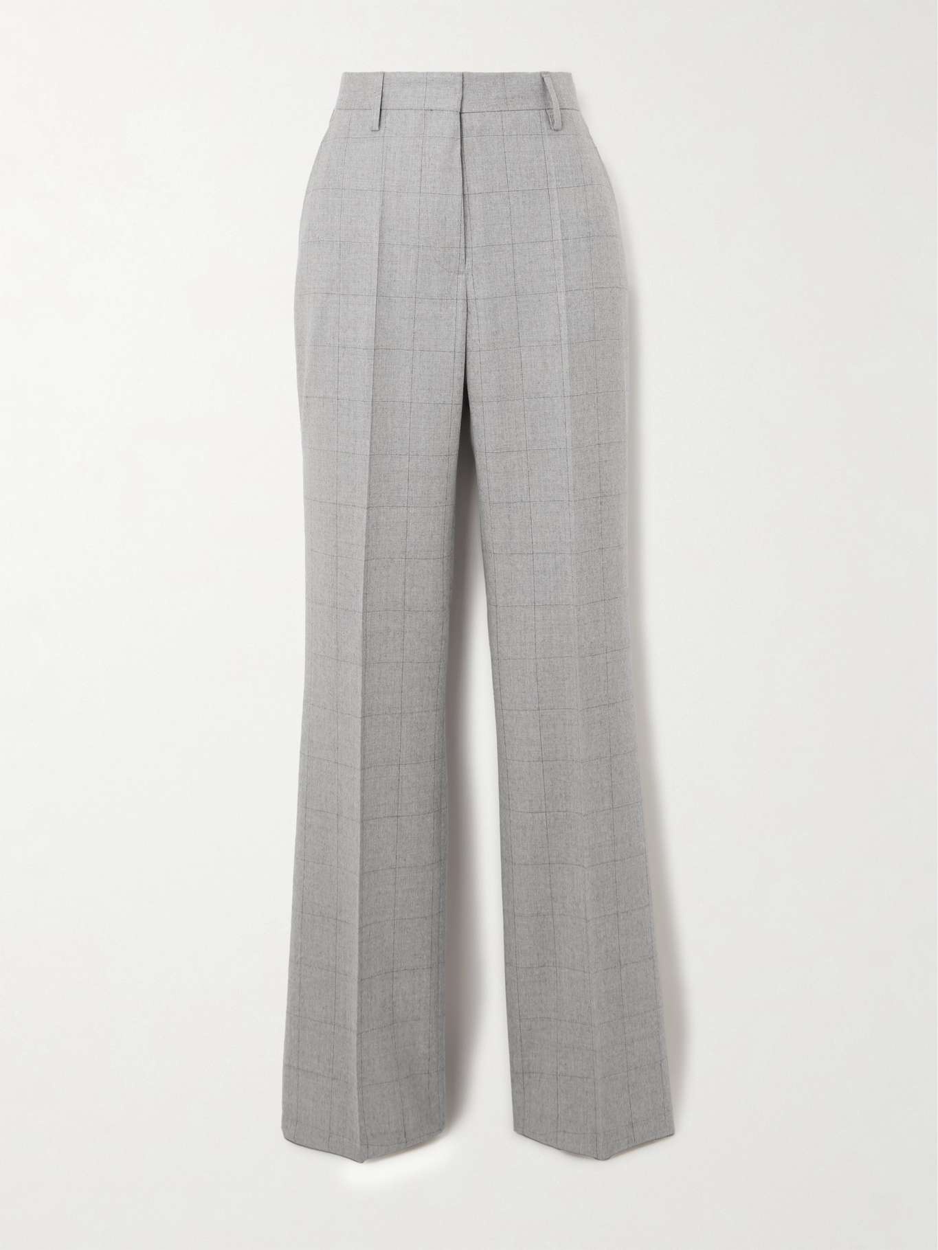 Checked wool-flannel straight-leg pants - 1