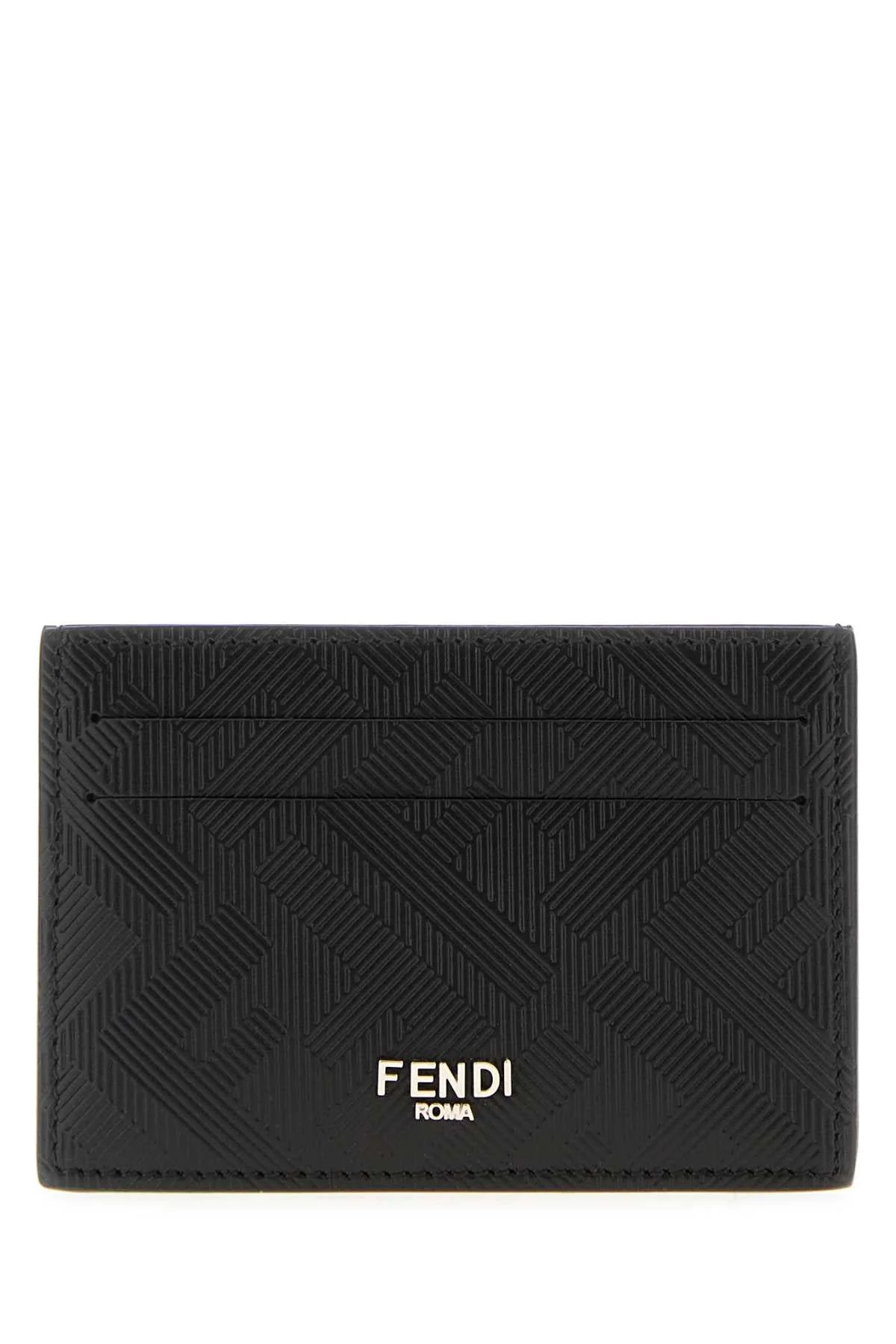 Fendi Men Black Leather Card Holder - 1