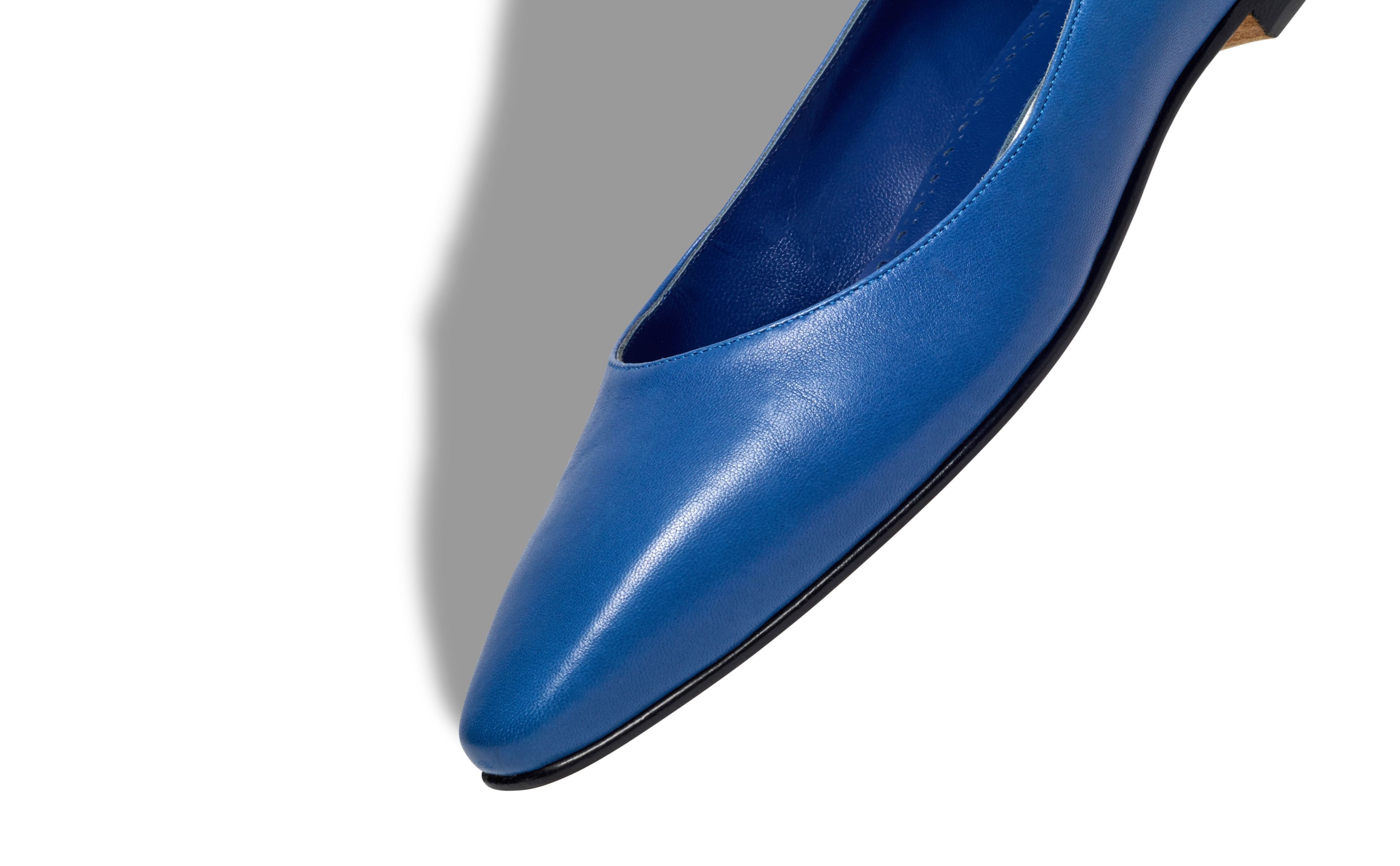 Blue Nappa Leather Flat Shoes - 4