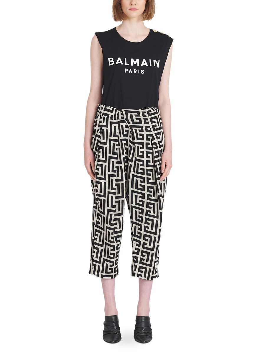 Draped pants with print monogram - 2