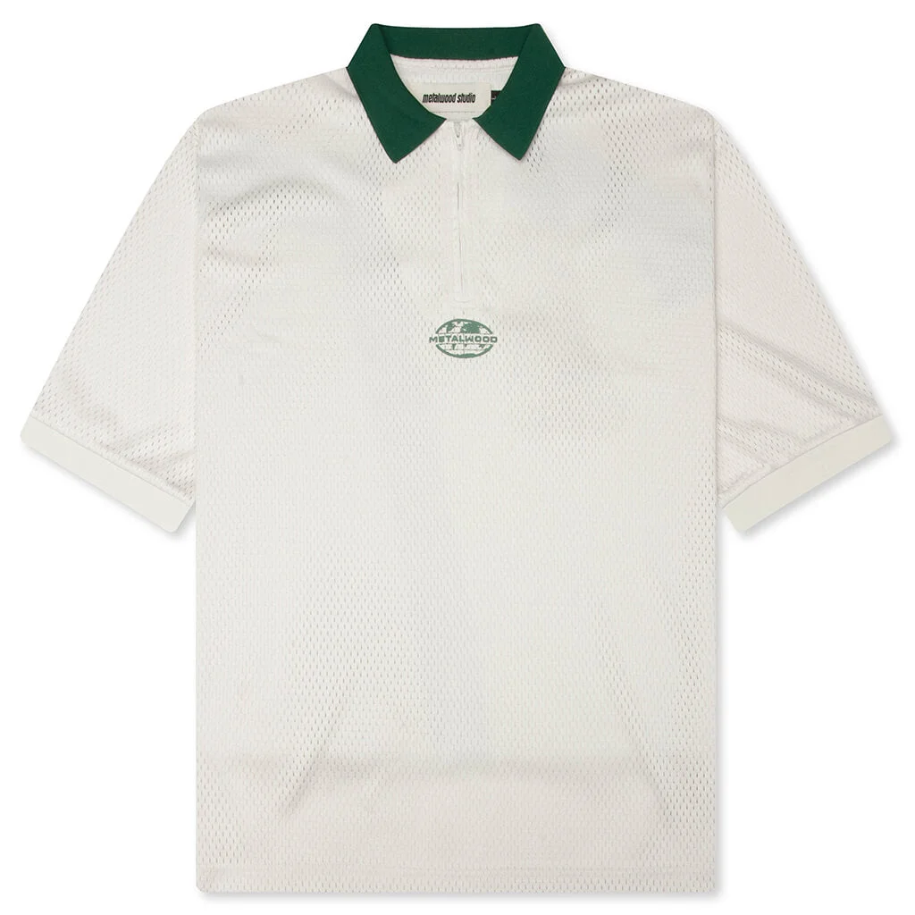 QUARTER ZIP JERSEY POLO - NATURAL - 1