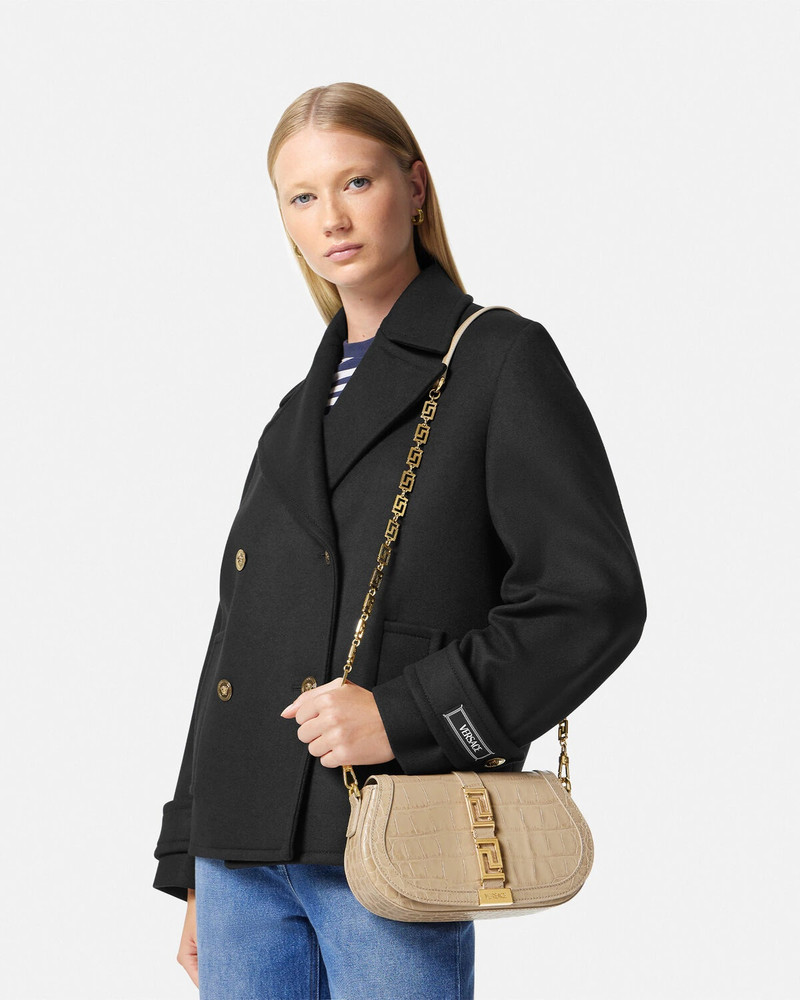 Croc-Effect Greca Goddess Shoulder Bag 3