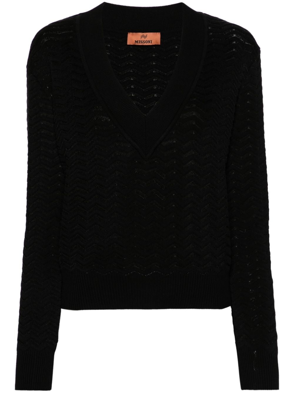 zigzag V-neck jumper - 1