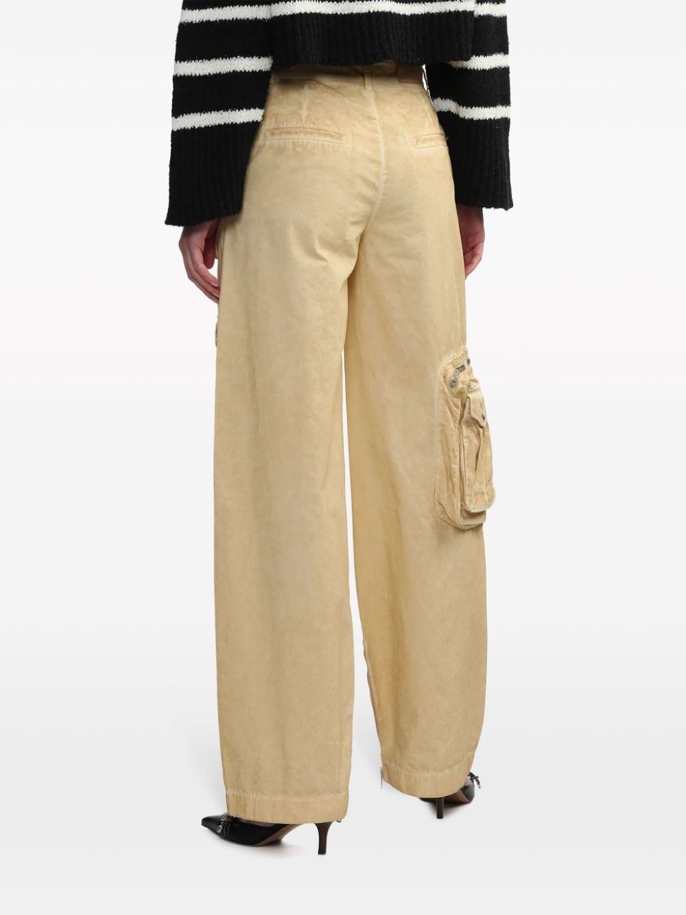 faded cotton cargo trousers - 4