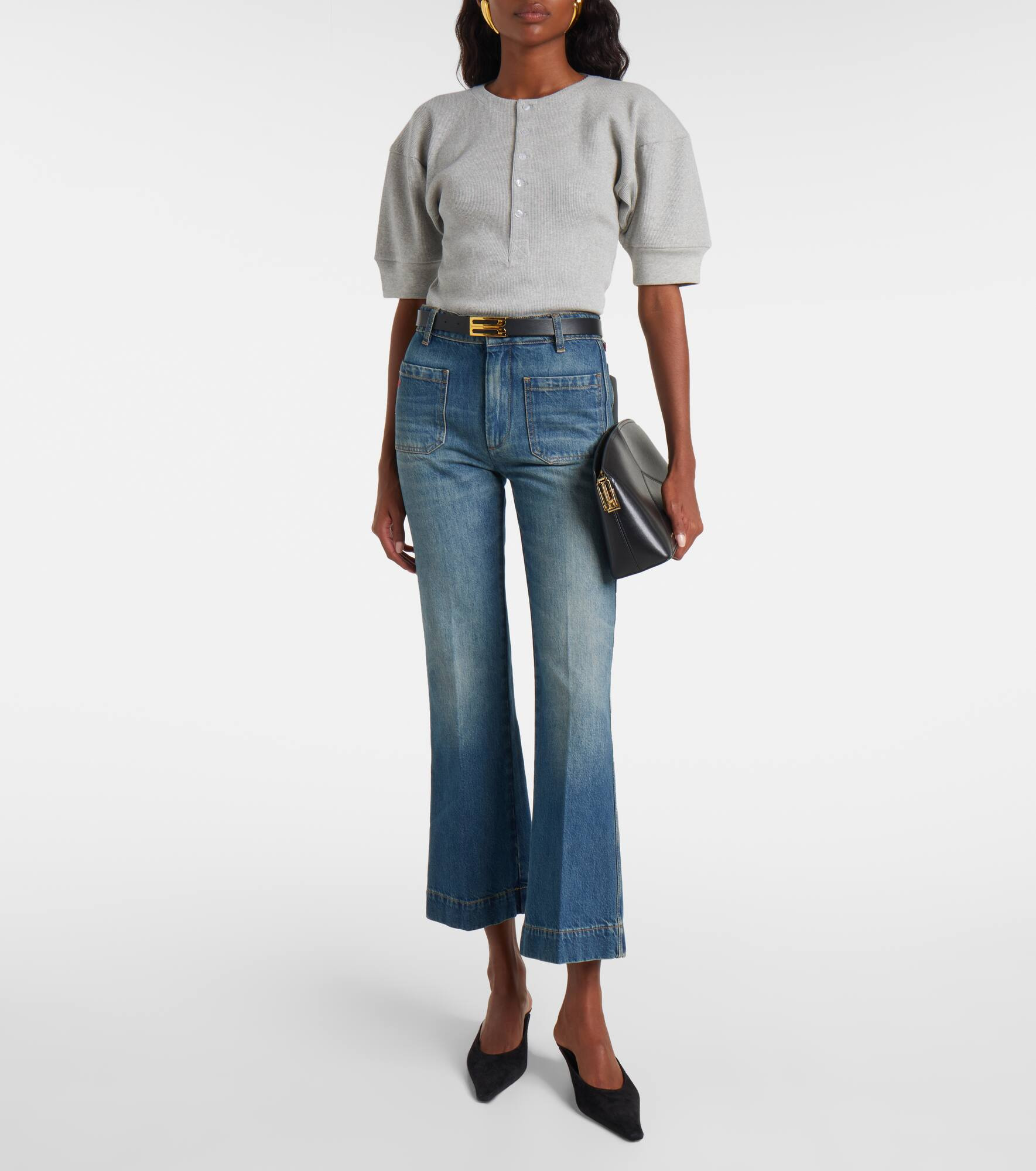 Cotton-blend Henley shirt - 2