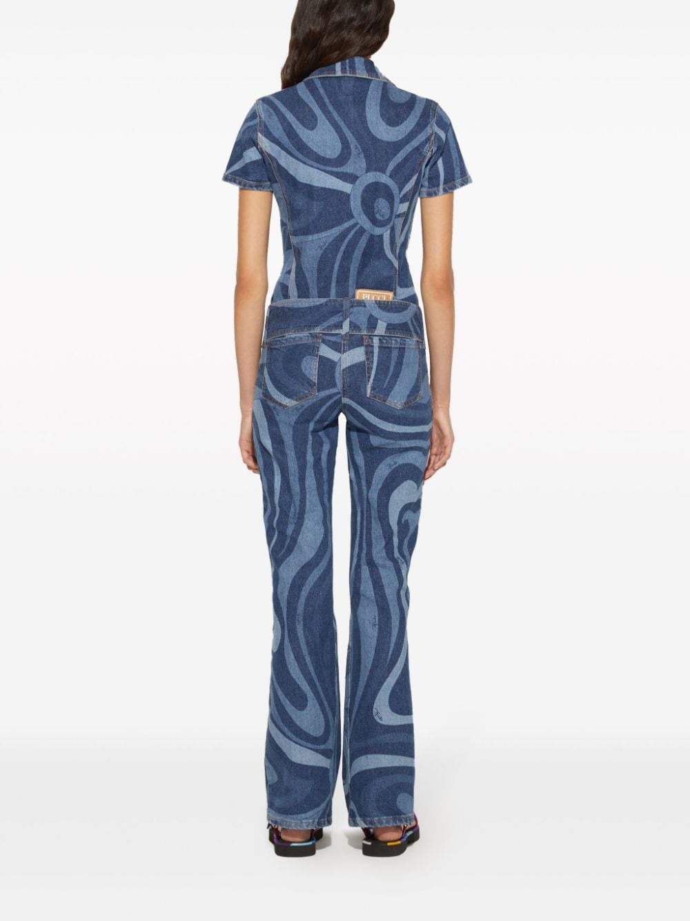 Marmo-print denim jumpsuit - 4