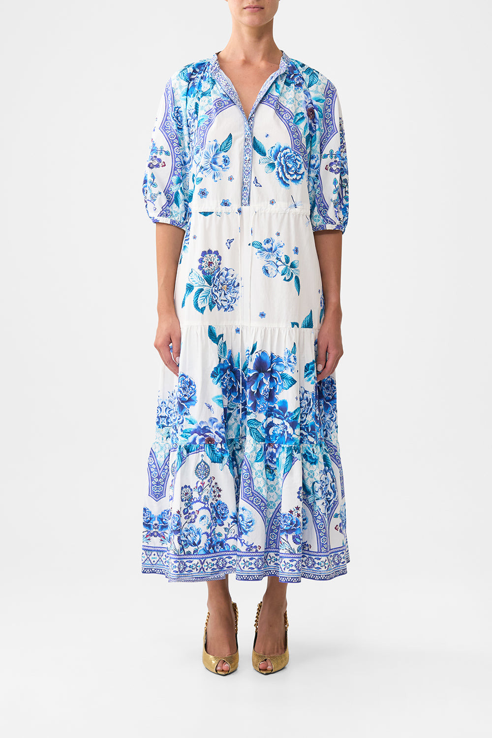 PUFF SLEEVE MIDI SHIRT DRESS - 7