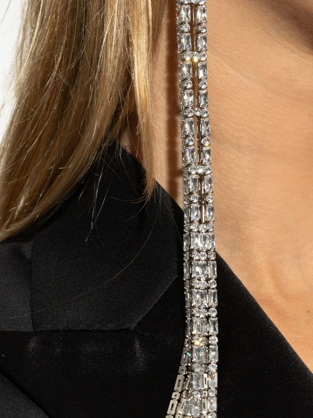 baguette-cut crystal-fringe earrings - 3