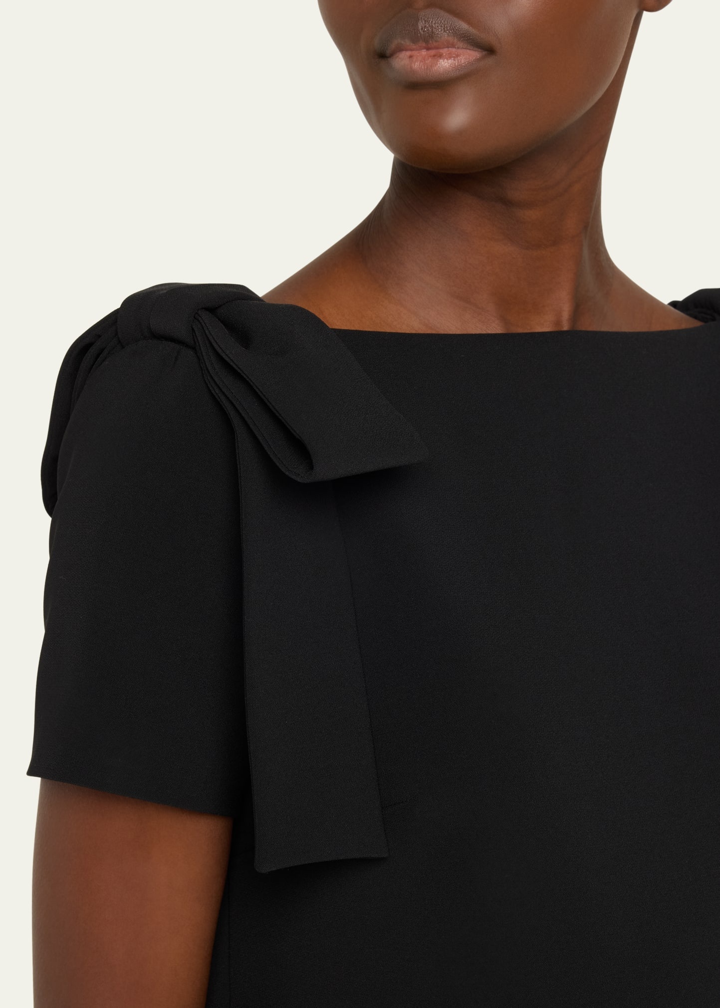Shoulder Bow Crepe Column Gown - 5