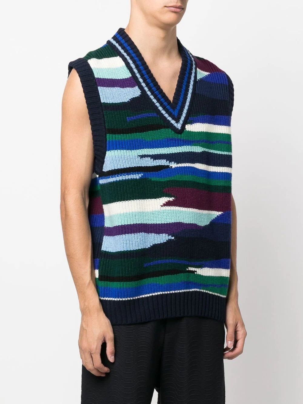 abstract-pattern knitted vest - 3