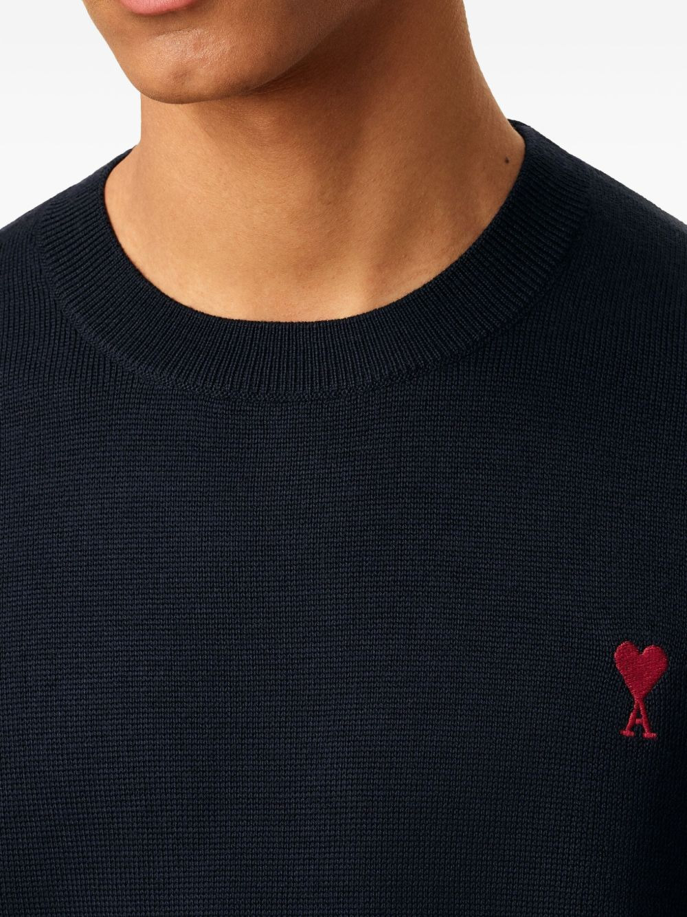 crewneck heart-embroidered sweater - 5