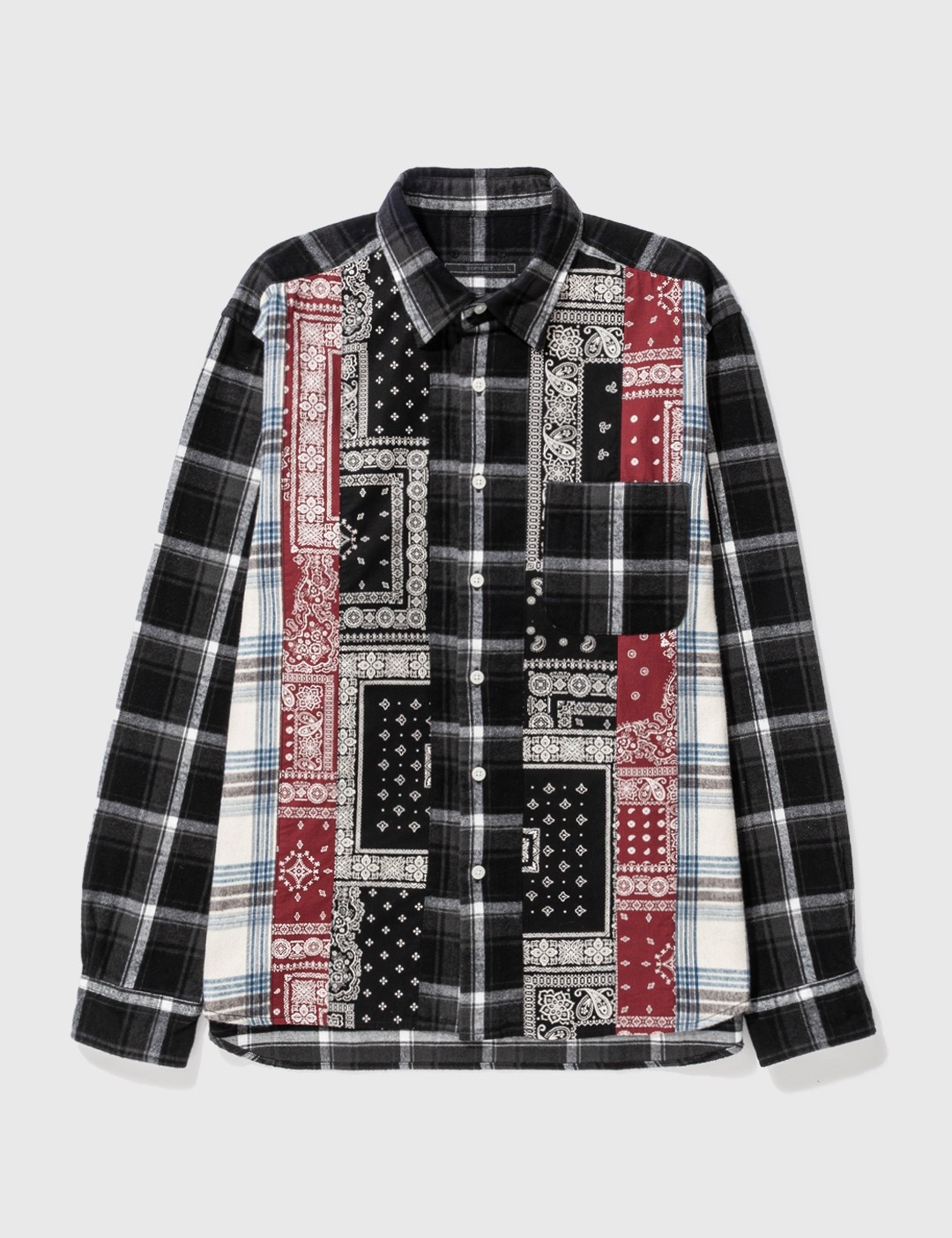 VERTICAL PANELLED REGULAR COLLAR BIG SHIRT - 1