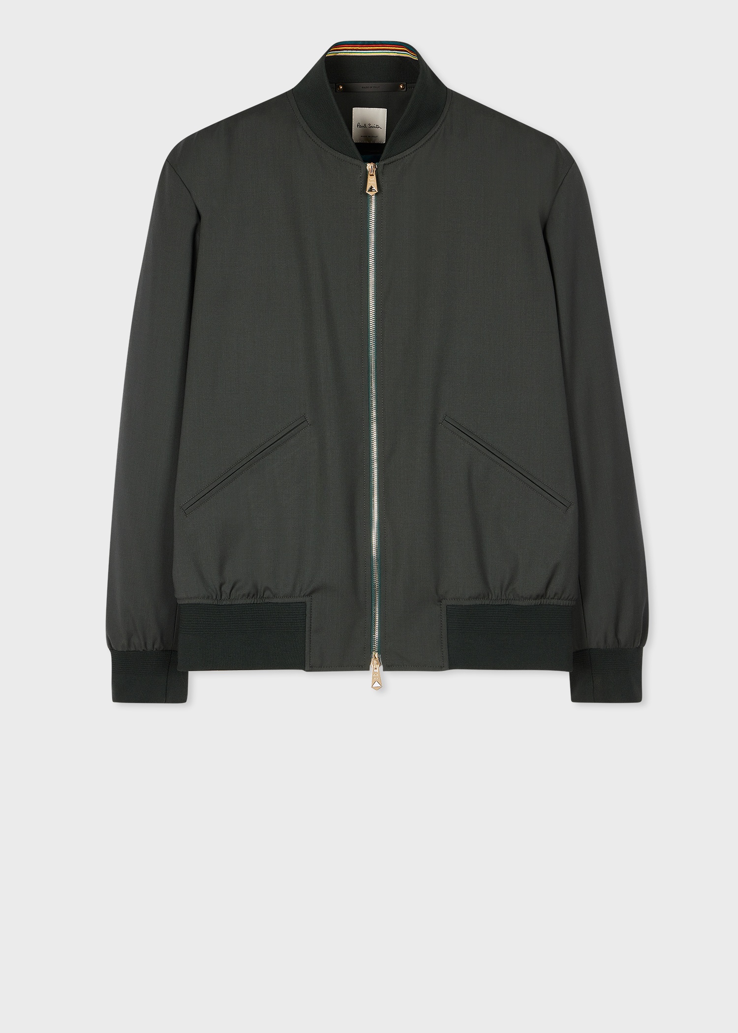 Paul Smith Dark Green Storm System Wool Bomber Jacket REVERSIBLE