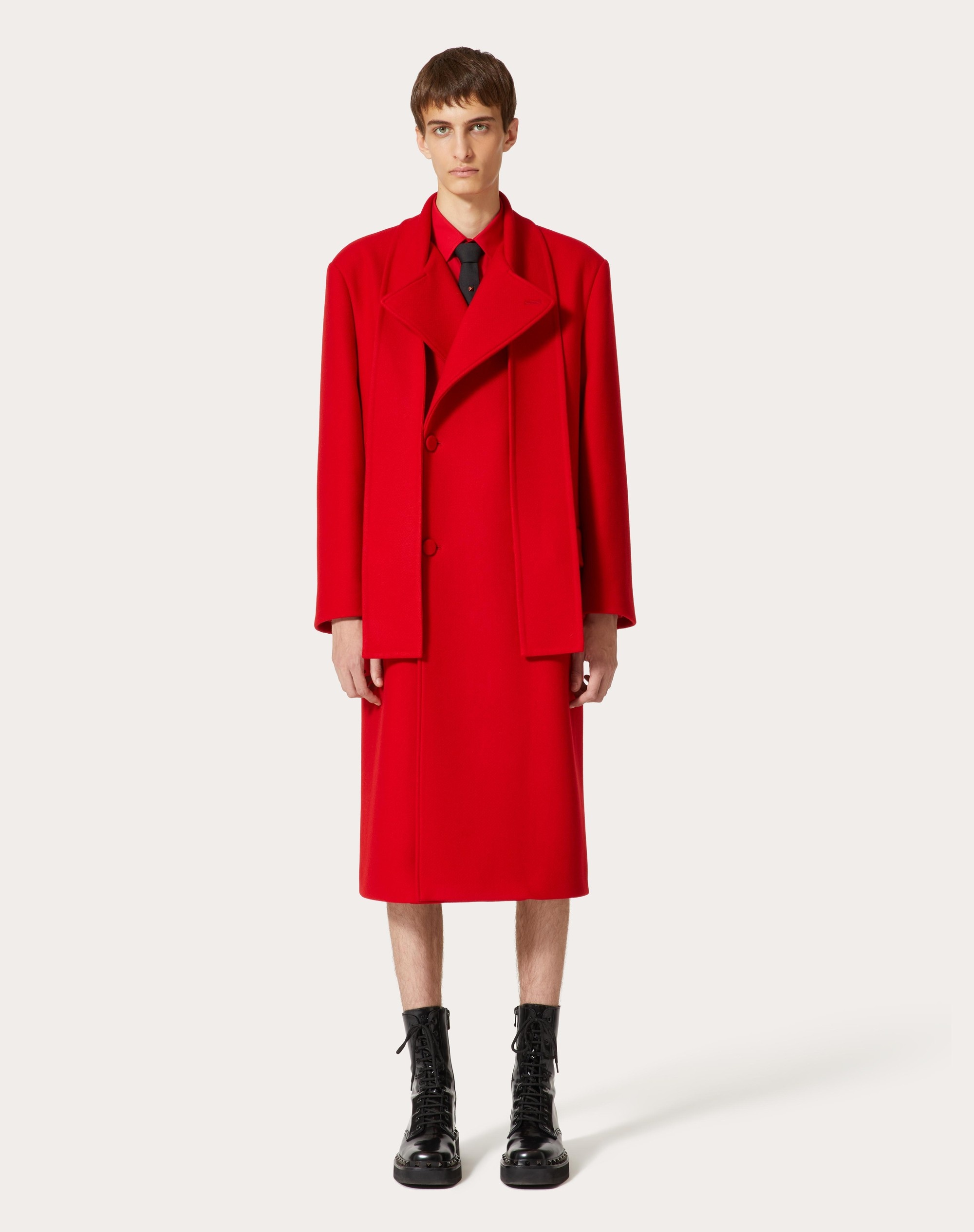 DOUBLE-BREASTED WOOL COAT WITH SCARF COLLAR - 3