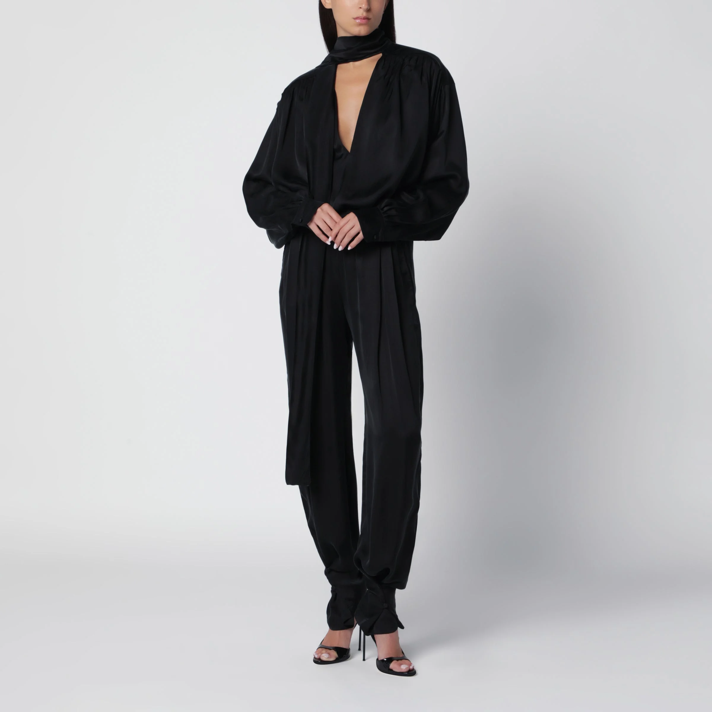 Mathilda black cupro satin blouse - 1