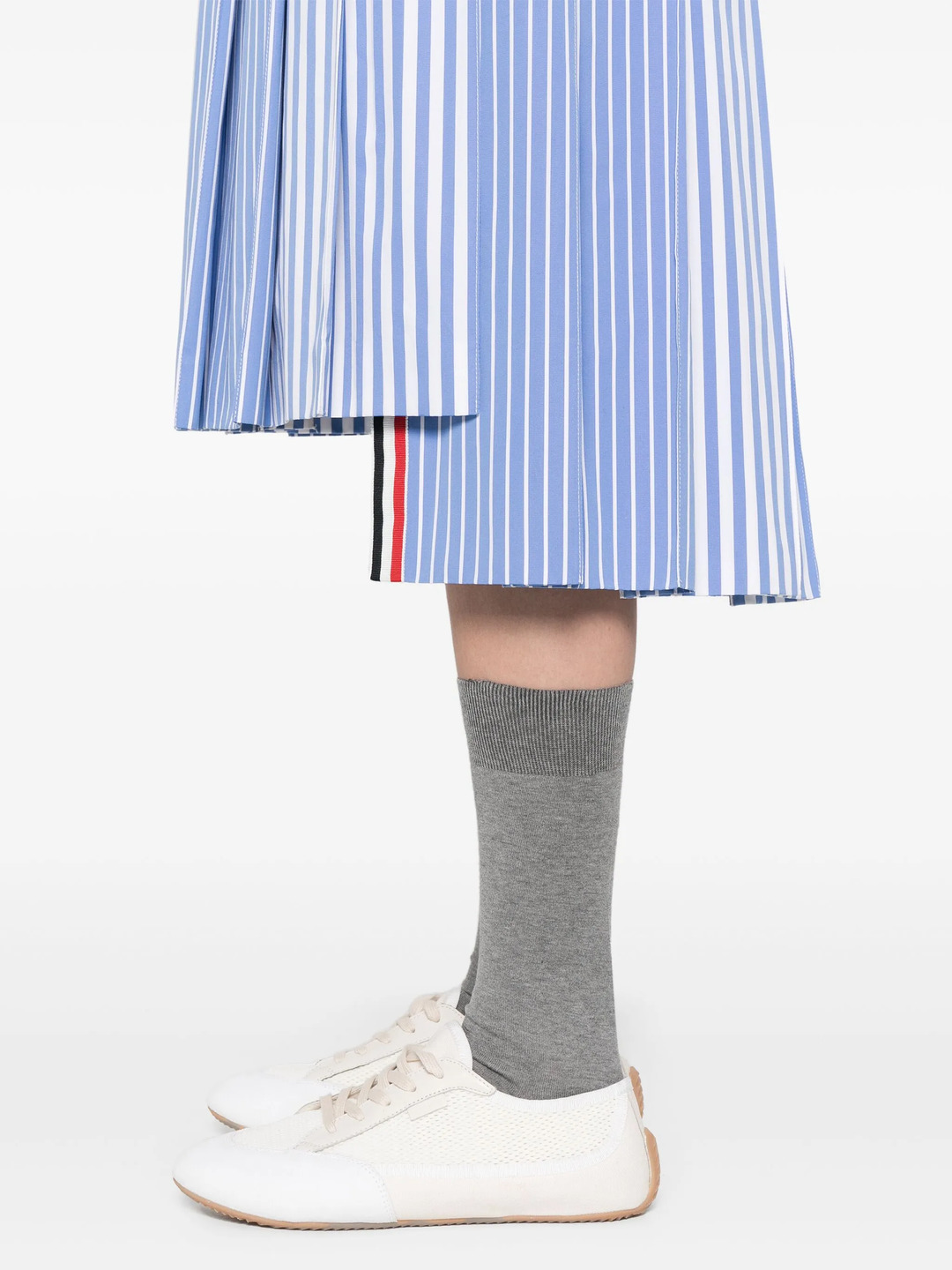 Awning Striped Poplin Funmix Pleated Skirt Women - 5