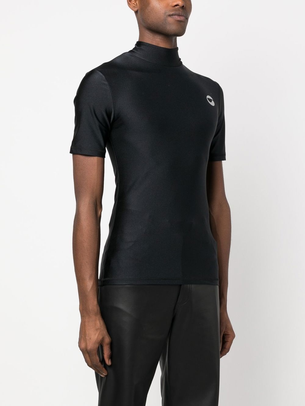 logo-print mock neck T-shirt - 4