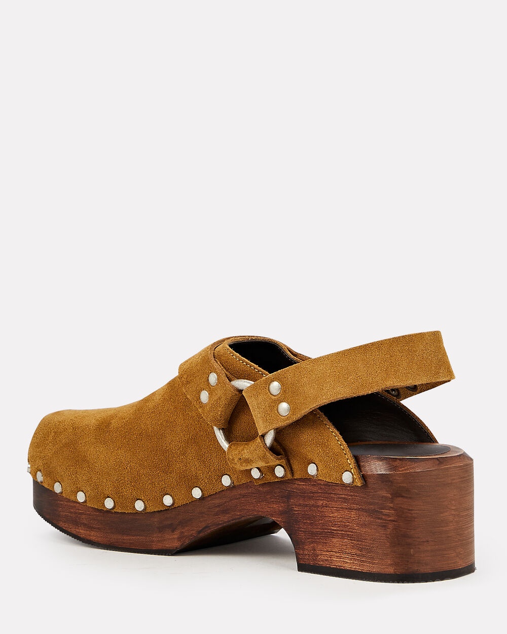 70's Studded Suede Slingback Clogs - 3