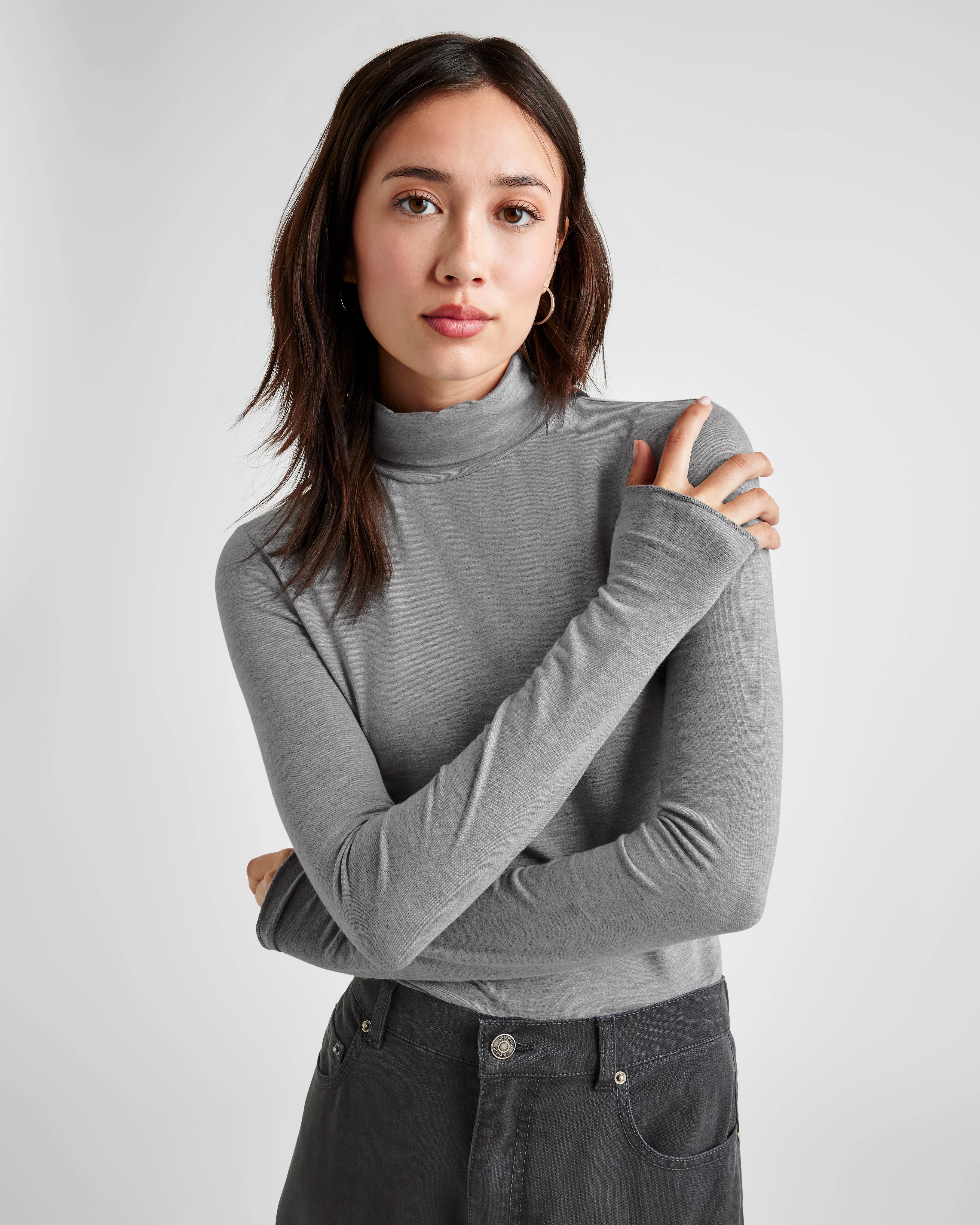 Bamboo Blend Long Sleeve Turtleneck - 1
