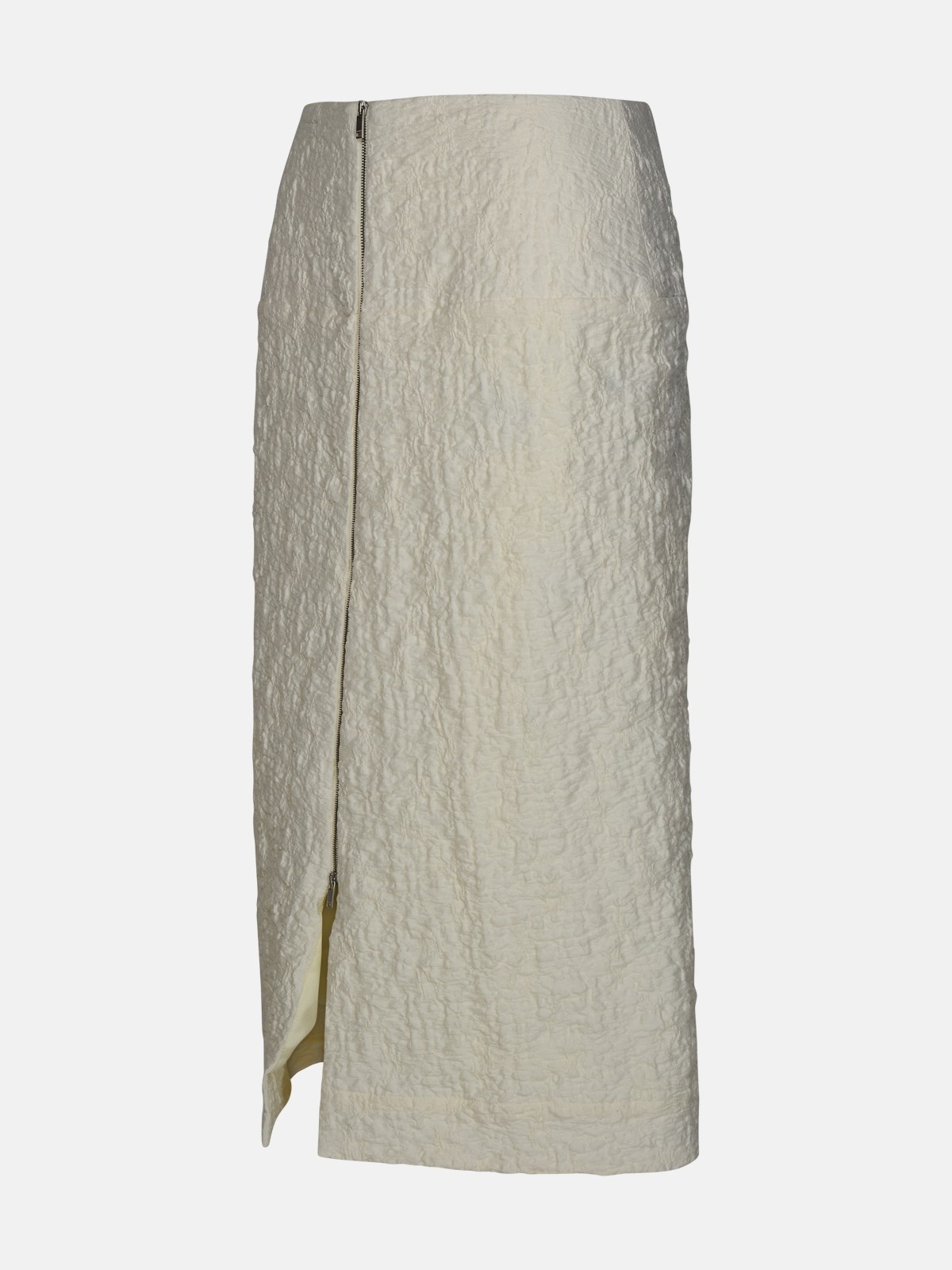 WHITE COTTON BLEND SKIRT - 2