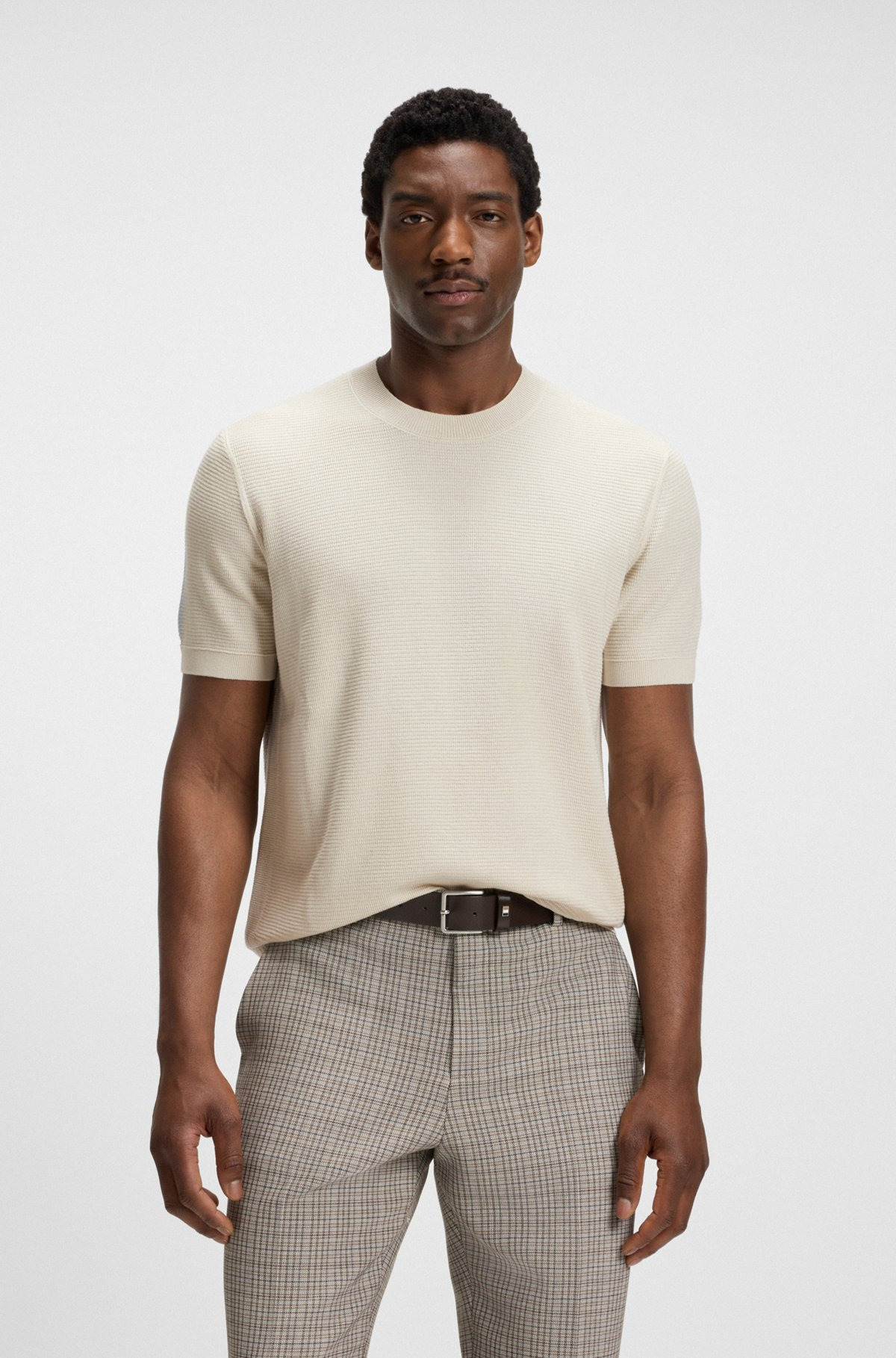 KNIT SWEATER WITH MIXED STRUCTURES - 2