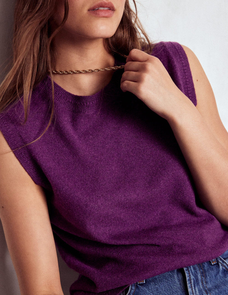 Eva Cashmere Vest-Plum Melange 6